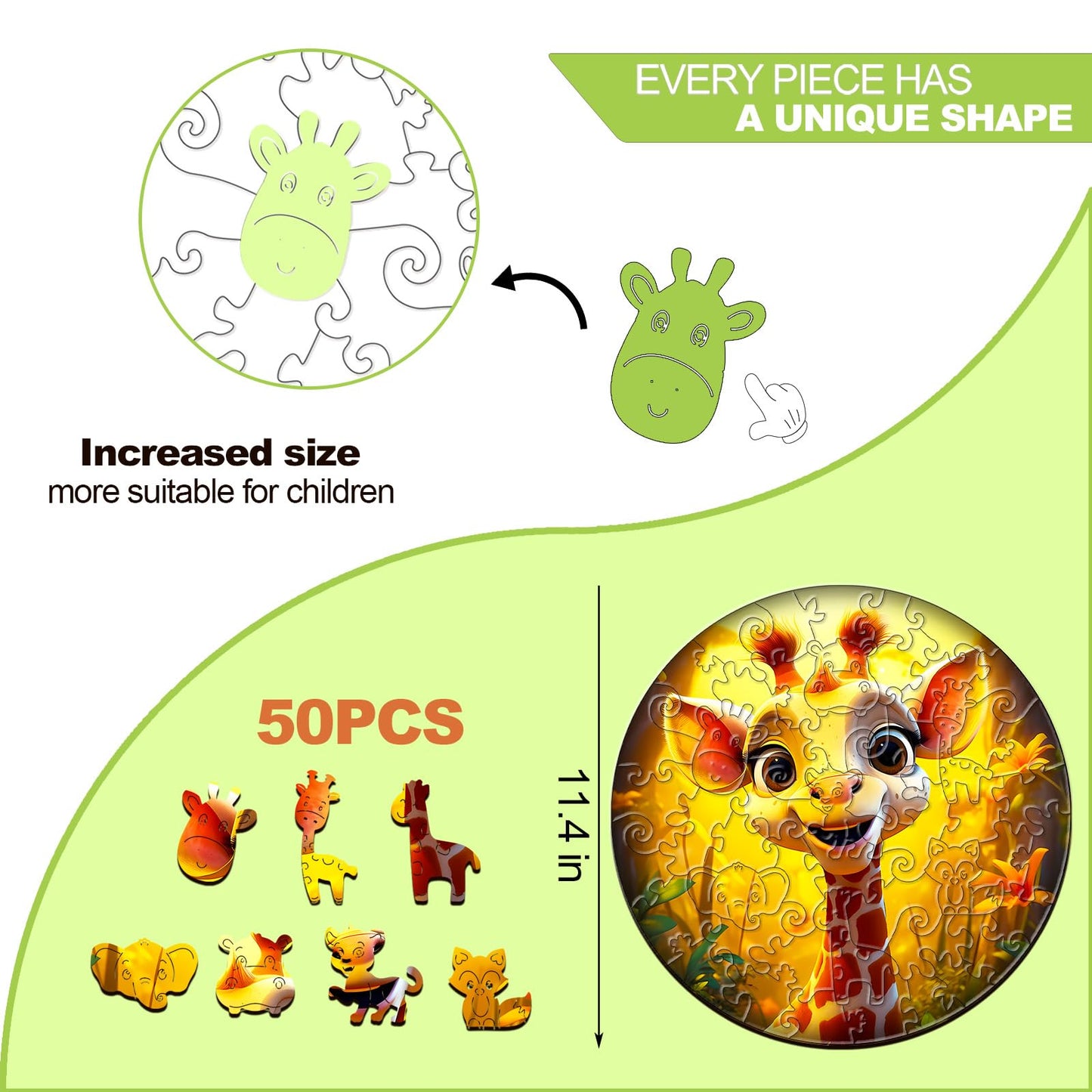 Giraffe Wooden Puzzles for Kids 50 Pieces