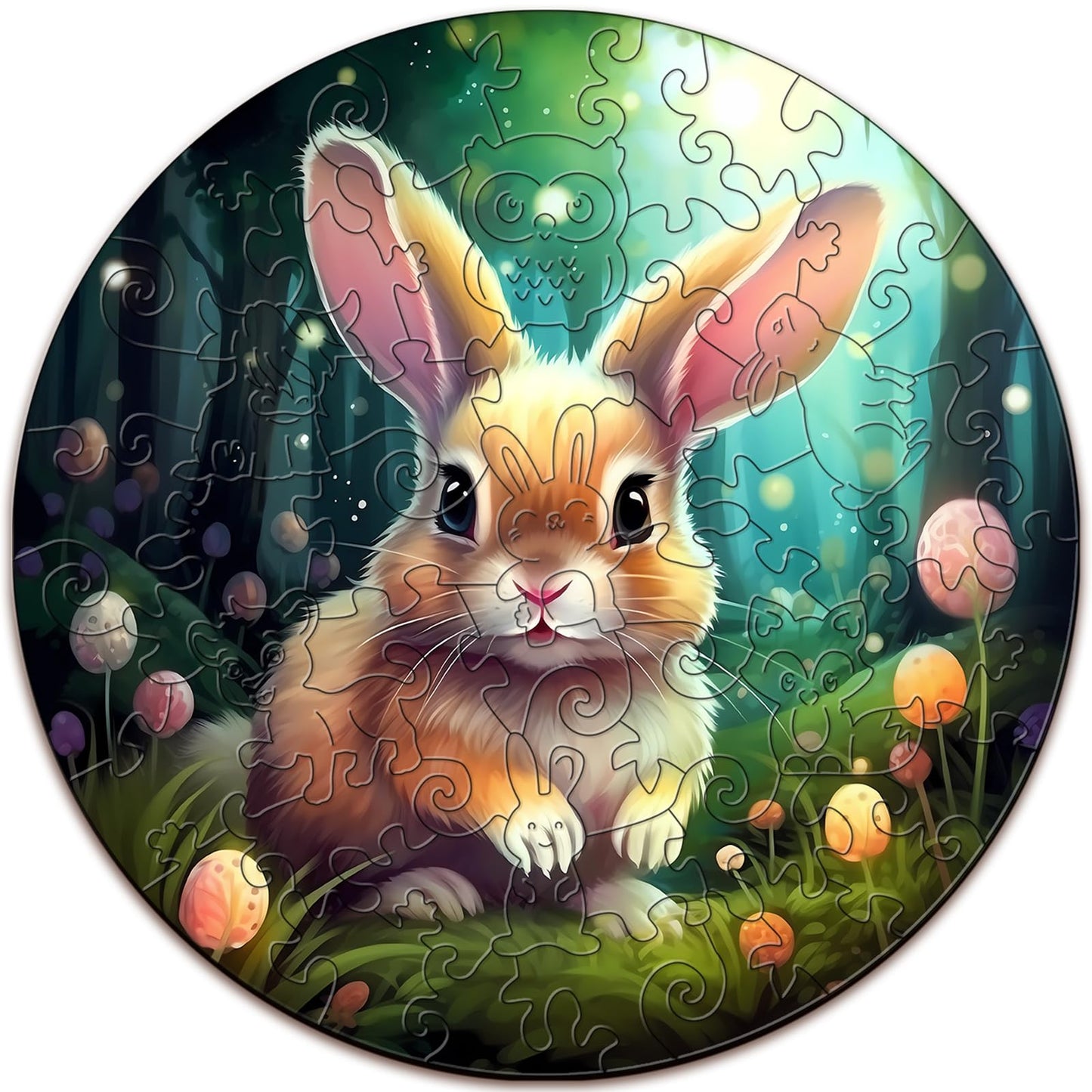 Cute Bunny Wooden Puzzle 50 Pieces for Kids Ages 4-8