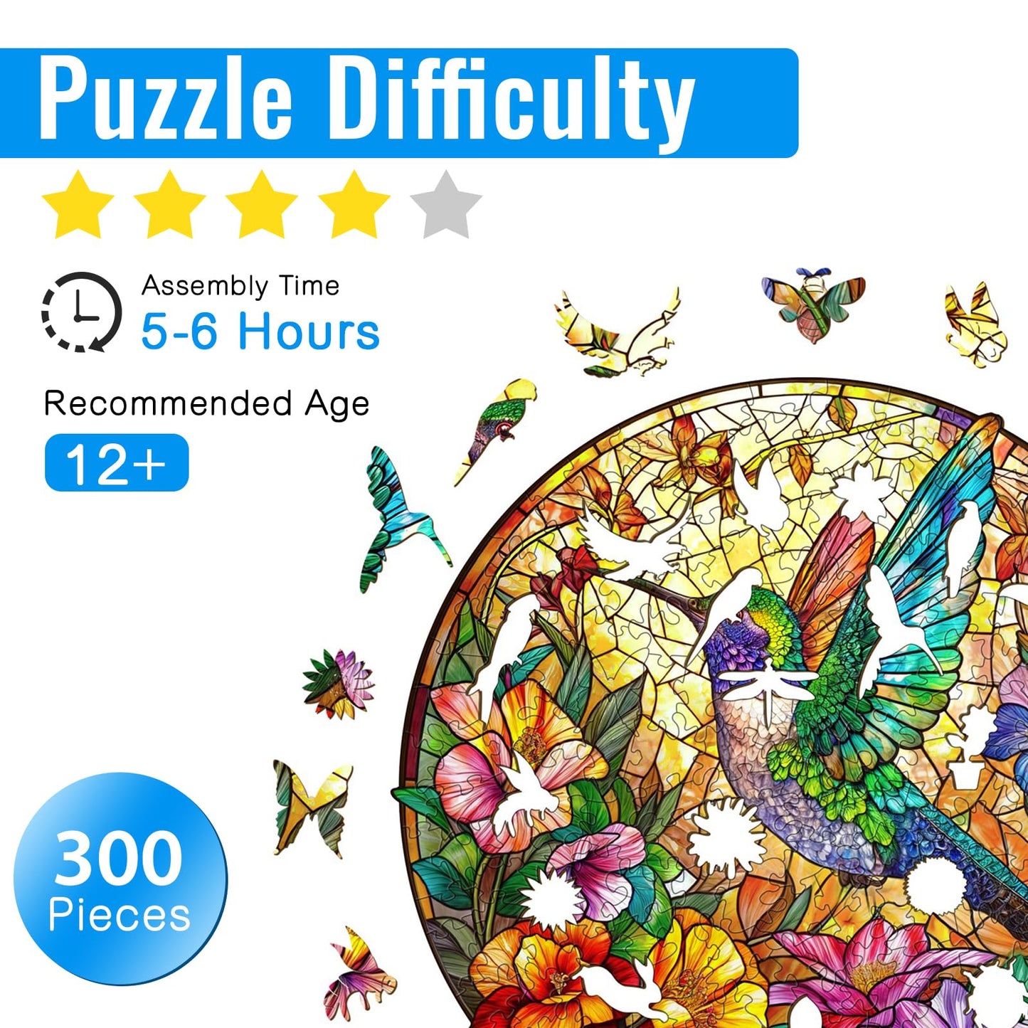 Stained Glass Hummingbird Puzzle