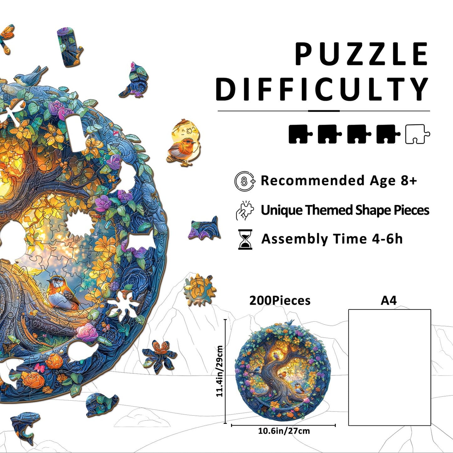 Jungle Bird Wood Puzzles Adult