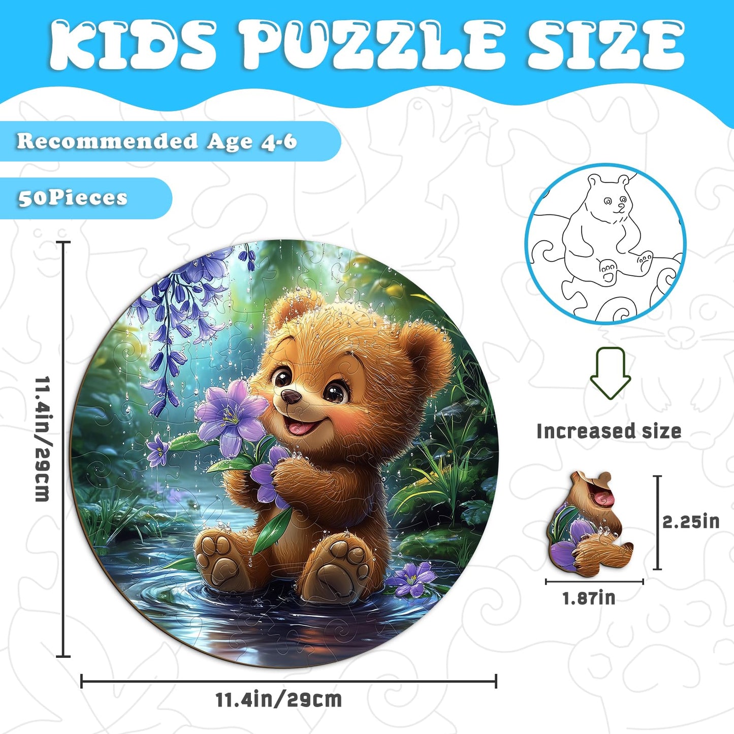 Bear with Blooms 50 Pieces Children Puzzles