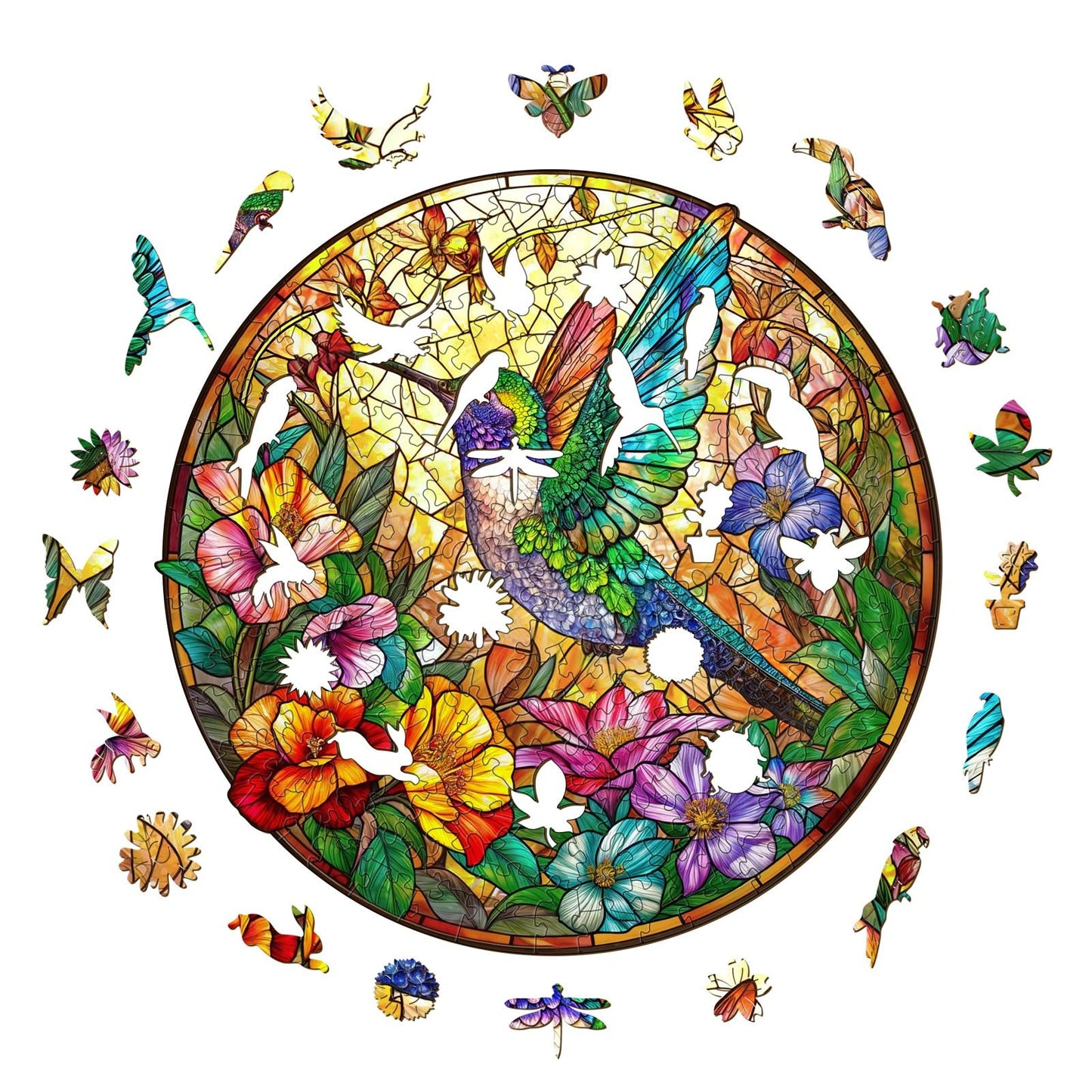Stained Glass Hummingbird Puzzle