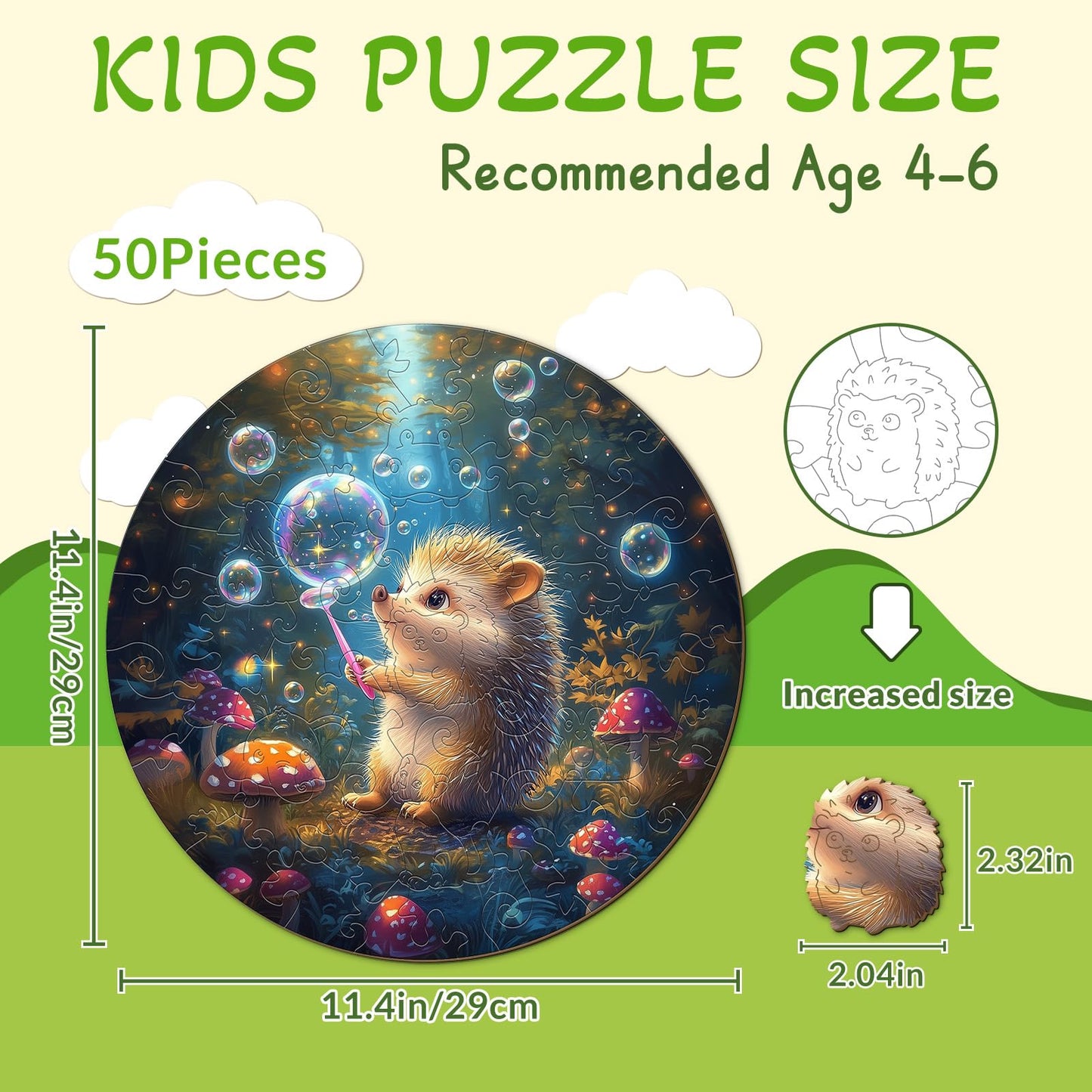 Bubble Hedgehog 50 Pieces Children Puzzles