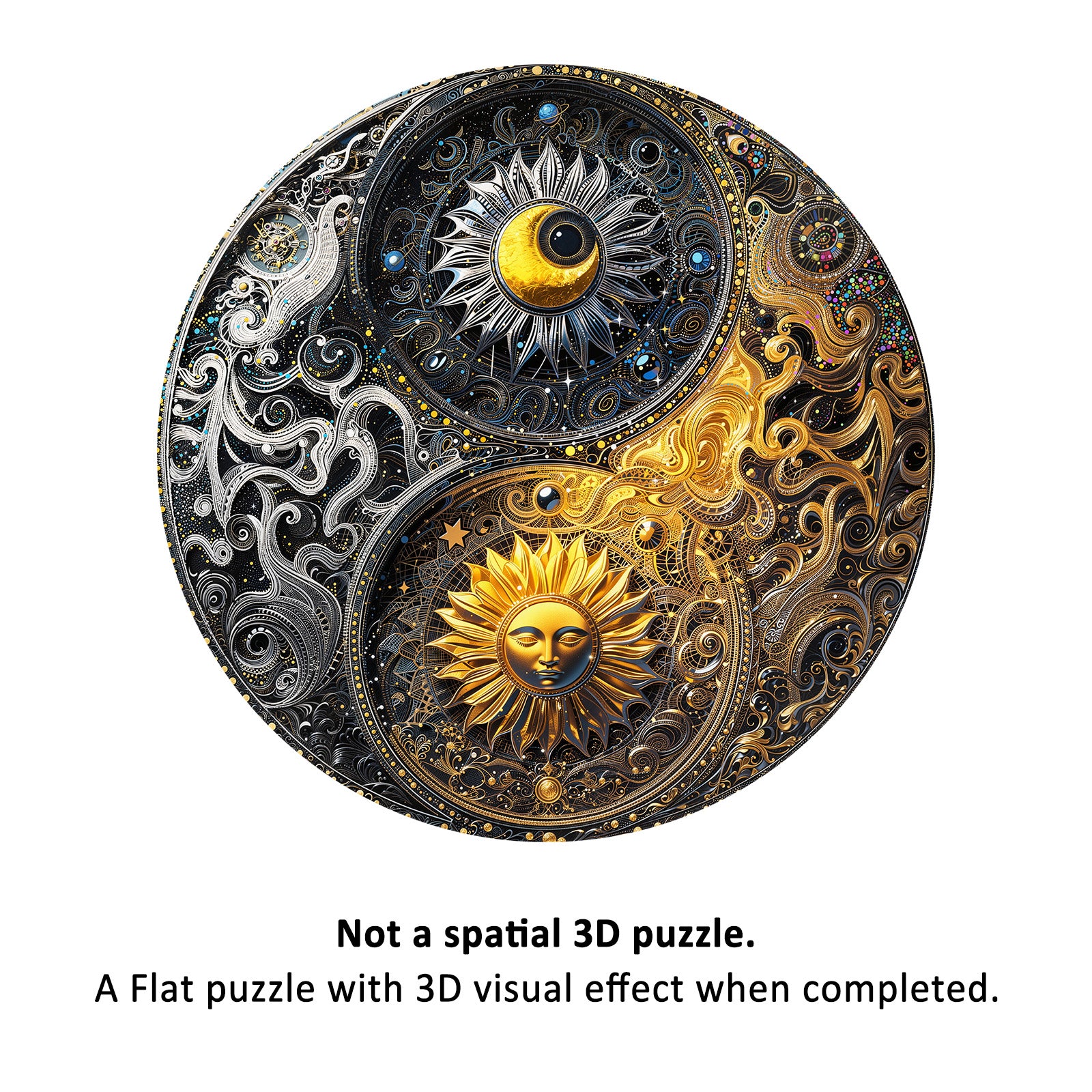 Yin-Yang Sun Moon Unique Wooden Puzzles