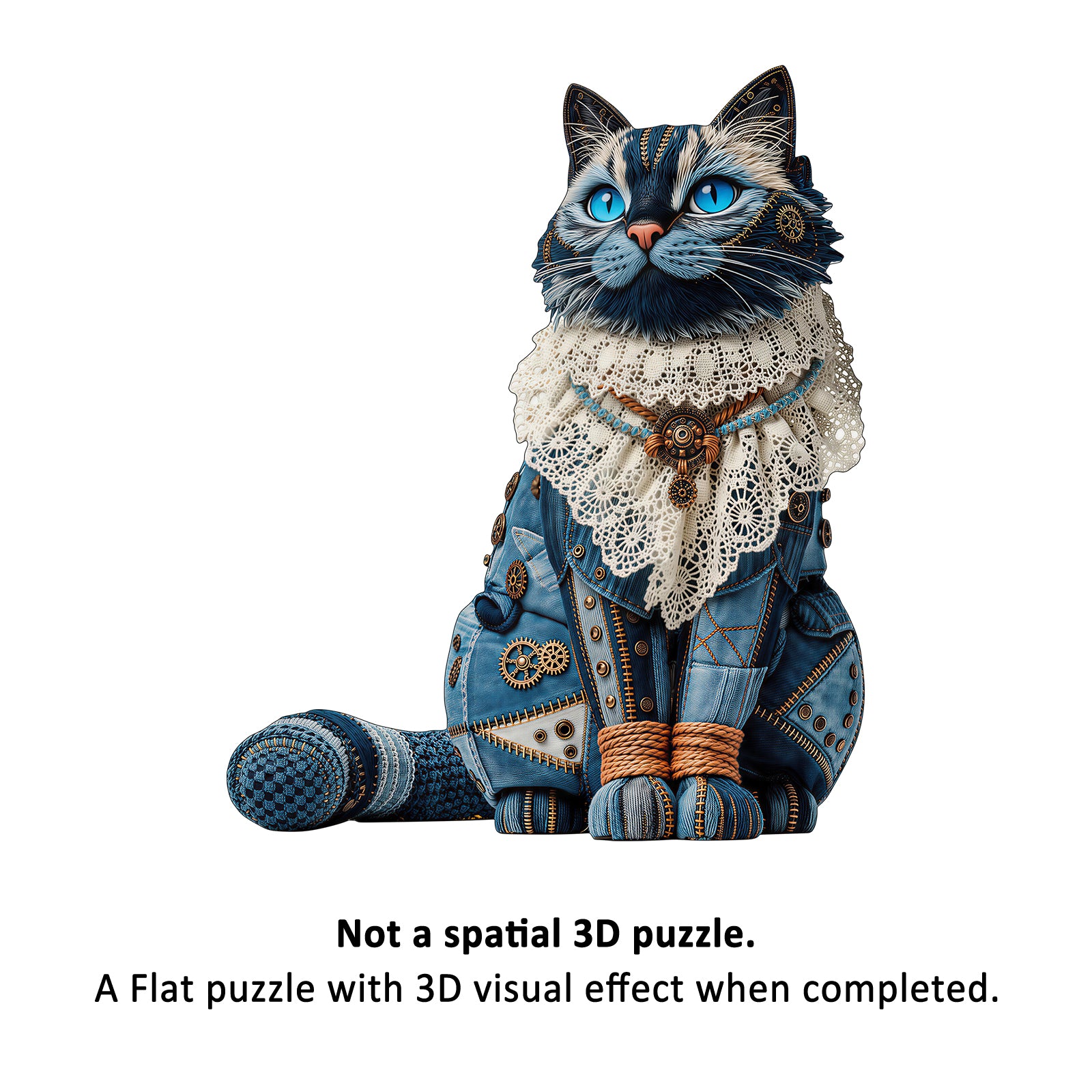Denim Ragdoll Cat Unique Wooden Puzzles
