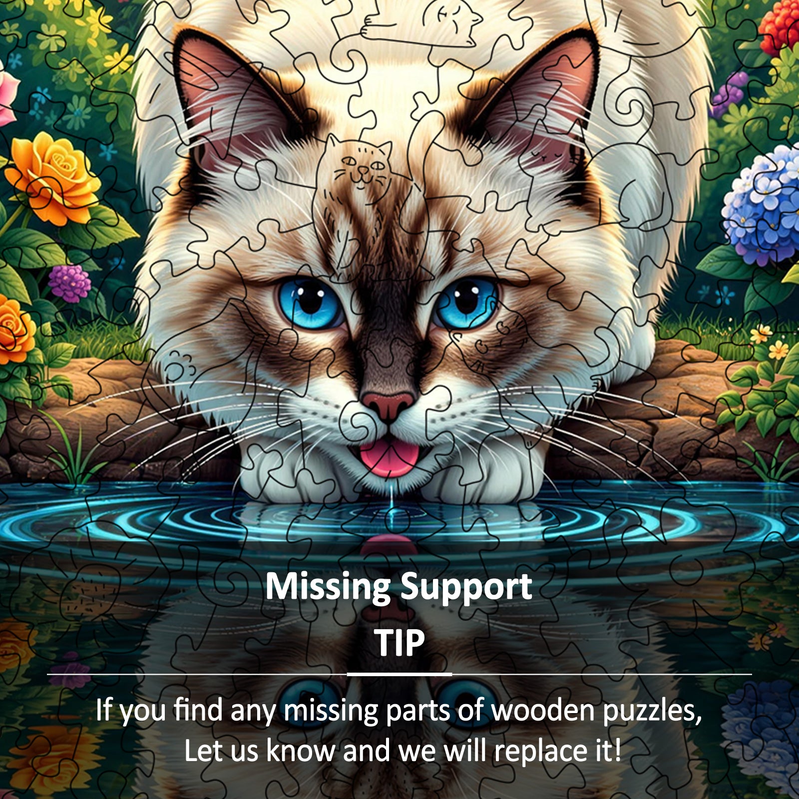 Double-sided Puzzle Cat Tiger Wood Puzzles for Adults