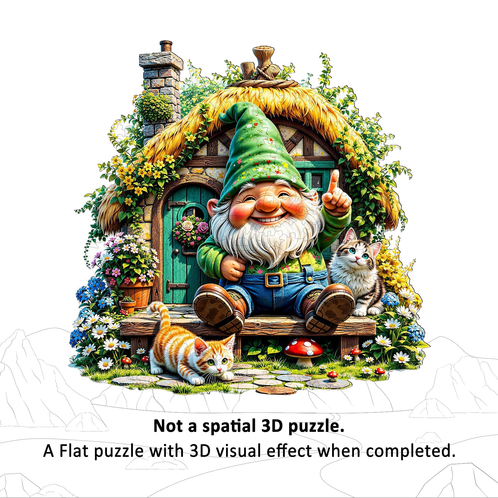 Double-sided Gnome Wooden Jigsaw Puzzles