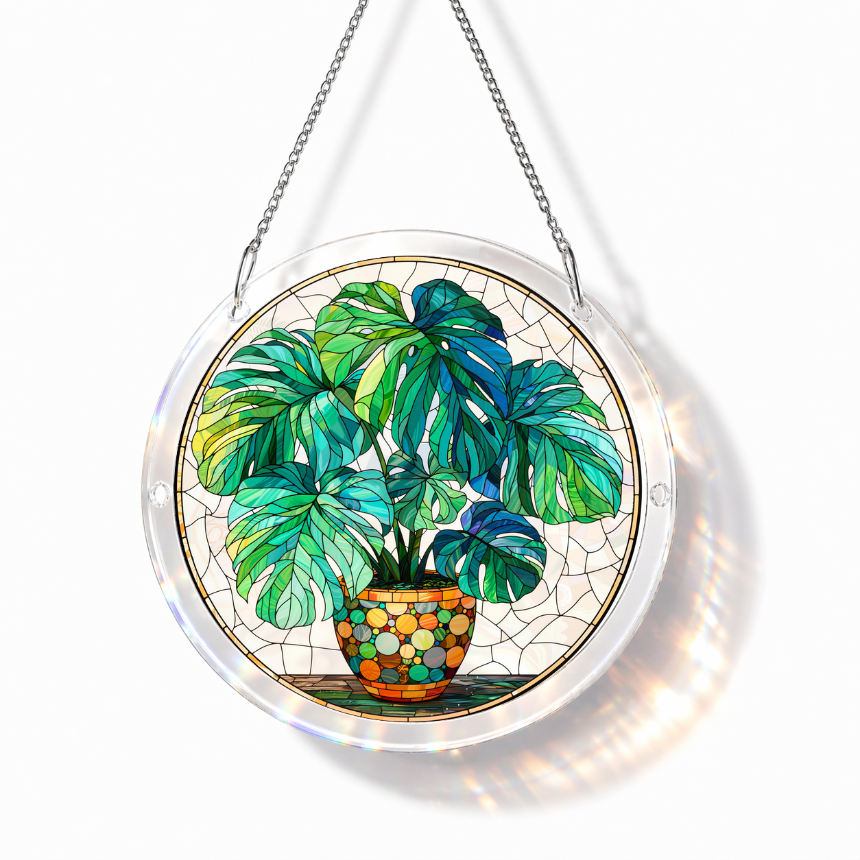 Acrylic Jigsaw Puzzle Suncatcher - Green Botanical - Main product image