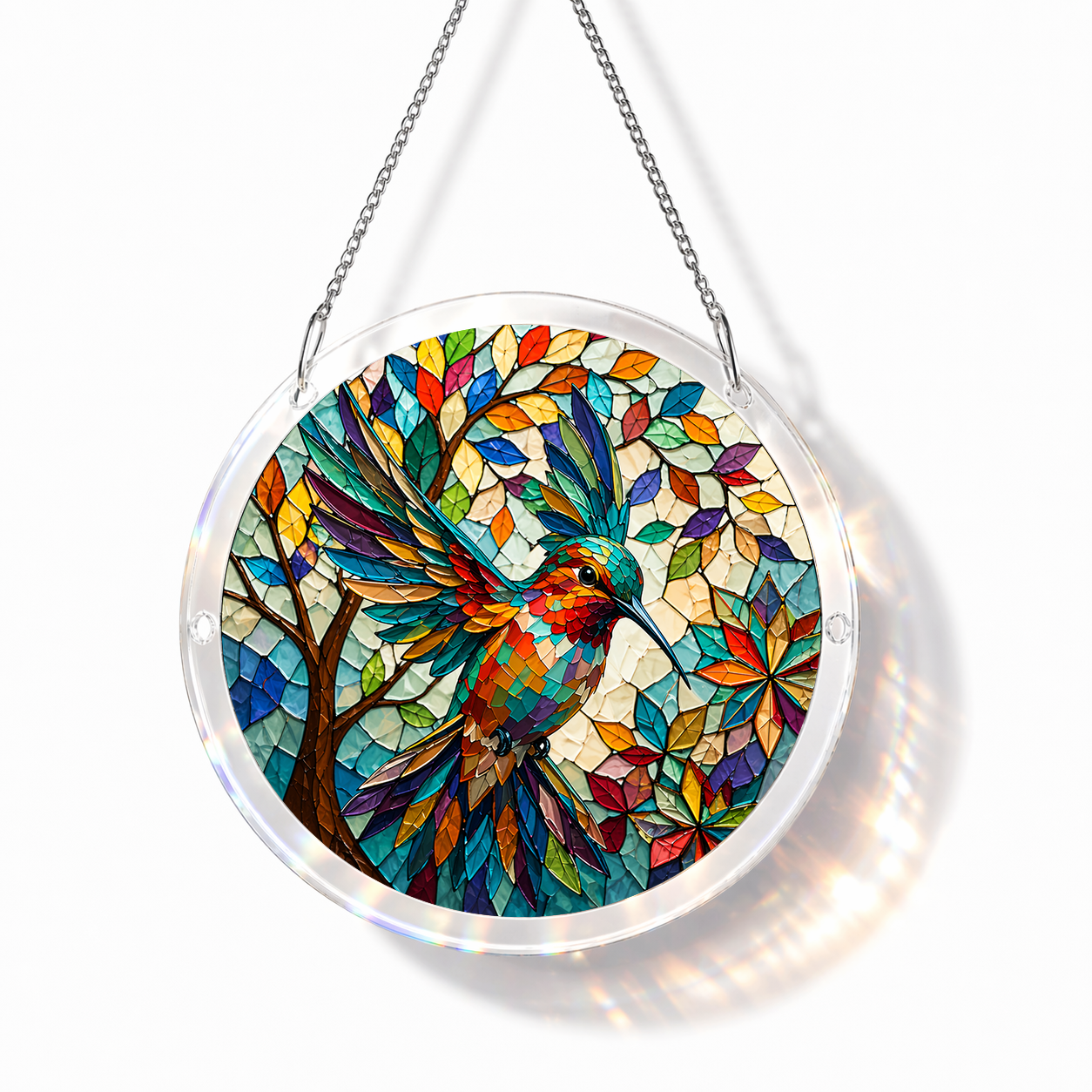 Acrylic Jigsaw Puzzle Suncatcher - Hummingbird Garden - Main product image
