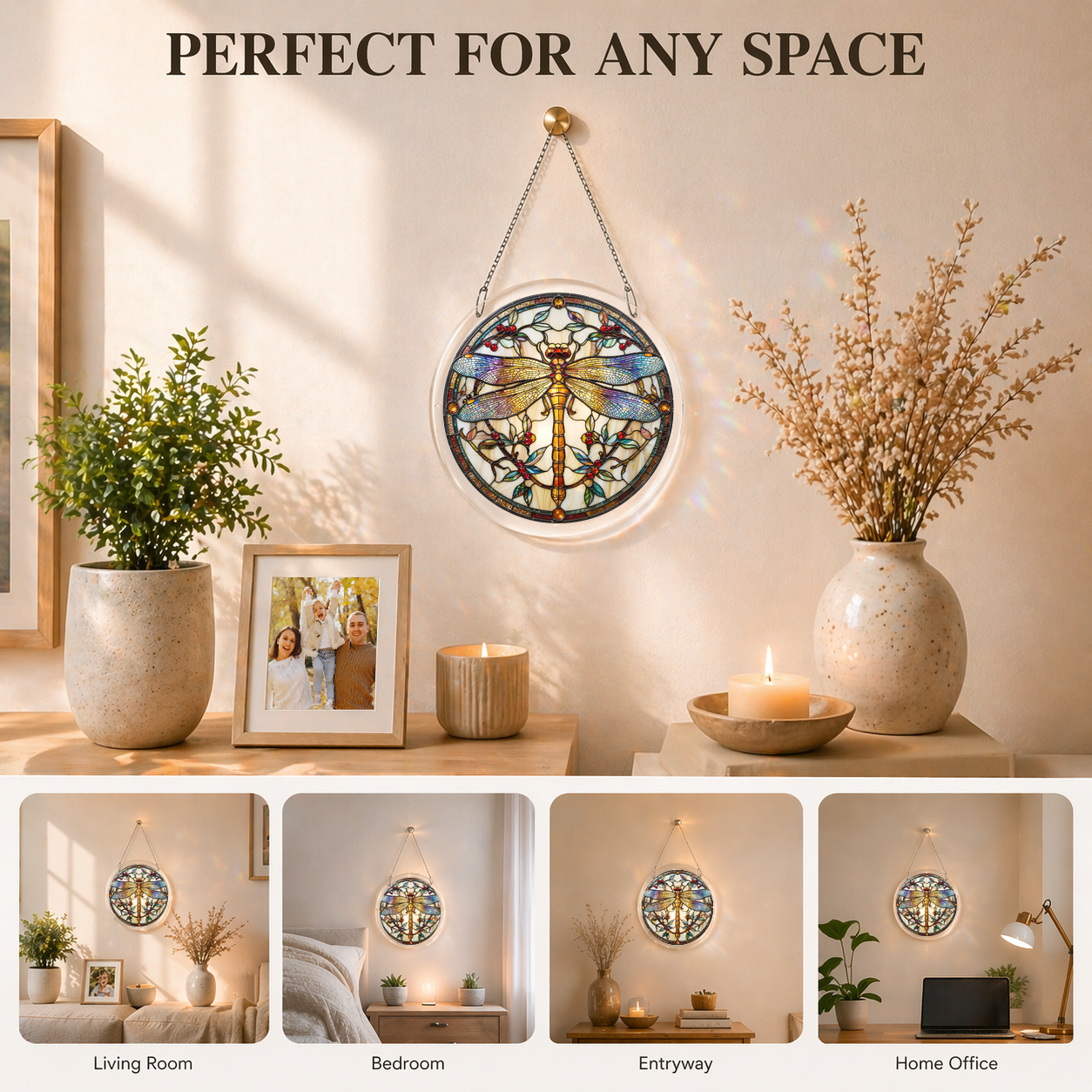Acrylic Jigsaw Puzzle Suncatcher - Dragonfly Garden - Lifestyle scene