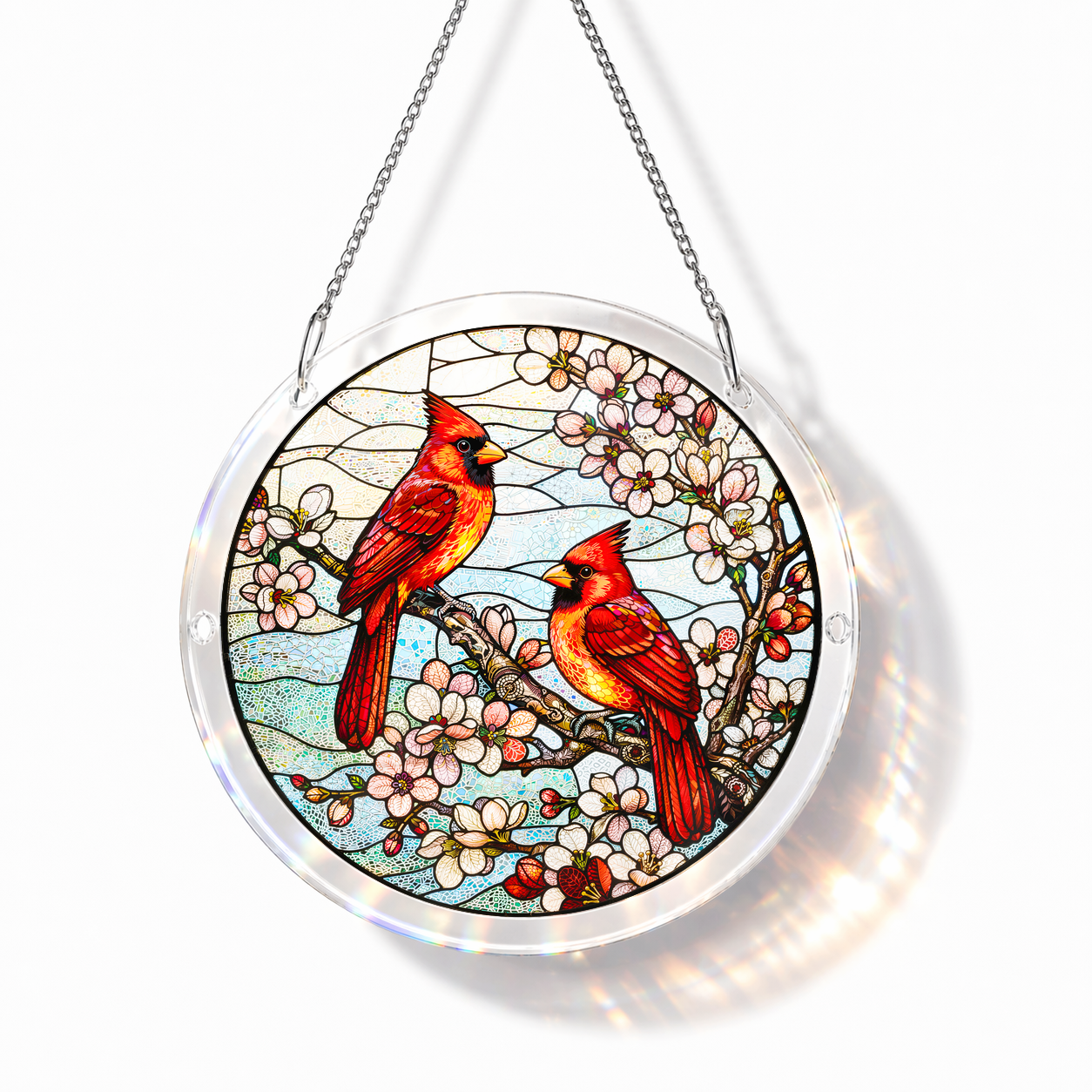 Acrylic Jigsaw Puzzle Suncatcher - Red Cardinal - Main product image