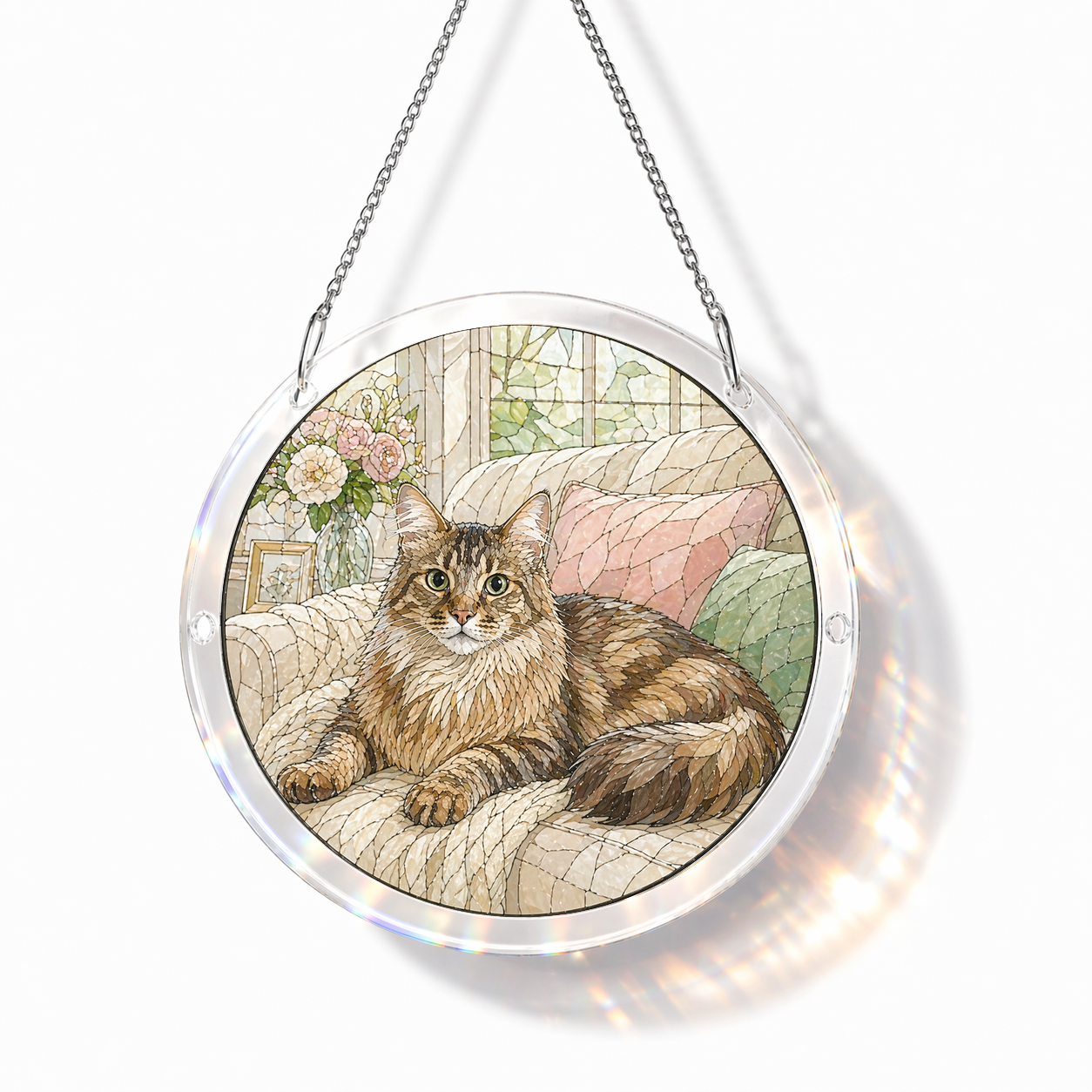 Acrylic Jigsaw Puzzle Suncatcher - Golden Garden Medallion - Main product image