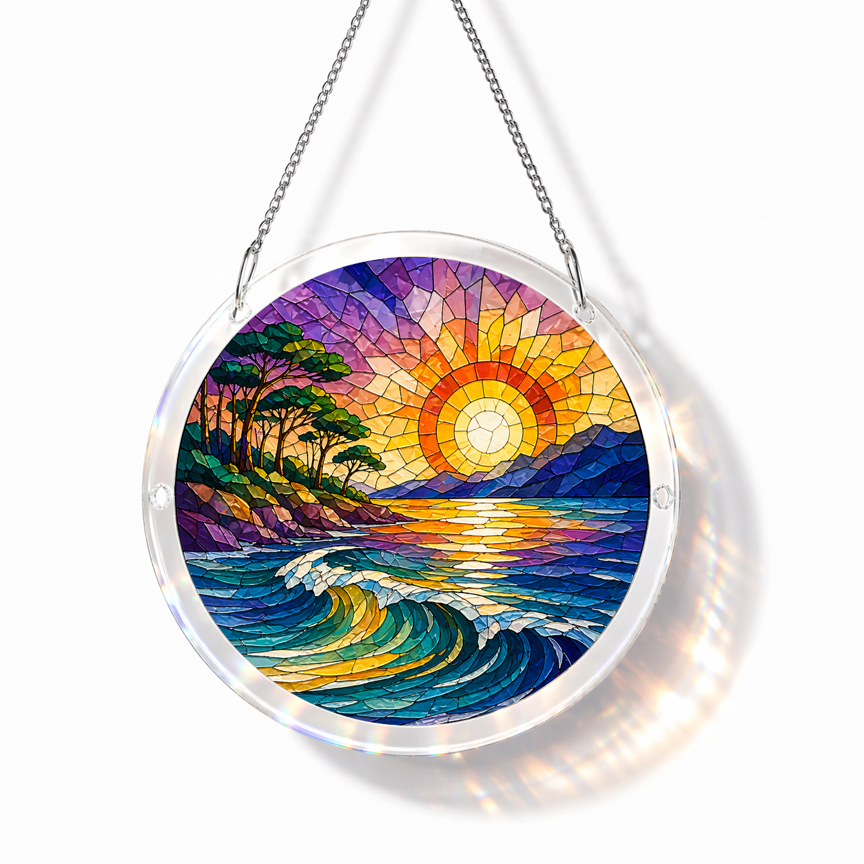 Acrylic Jigsaw Puzzle Suncatcher - Seaside Sunset - Main product image