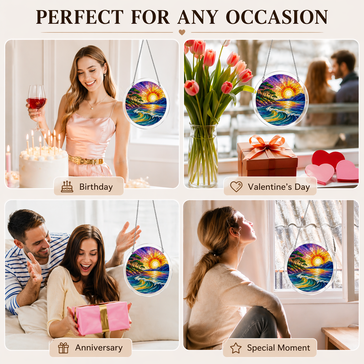 Acrylic Jigsaw Puzzle Suncatcher - Seaside Sunset - Gift occasions