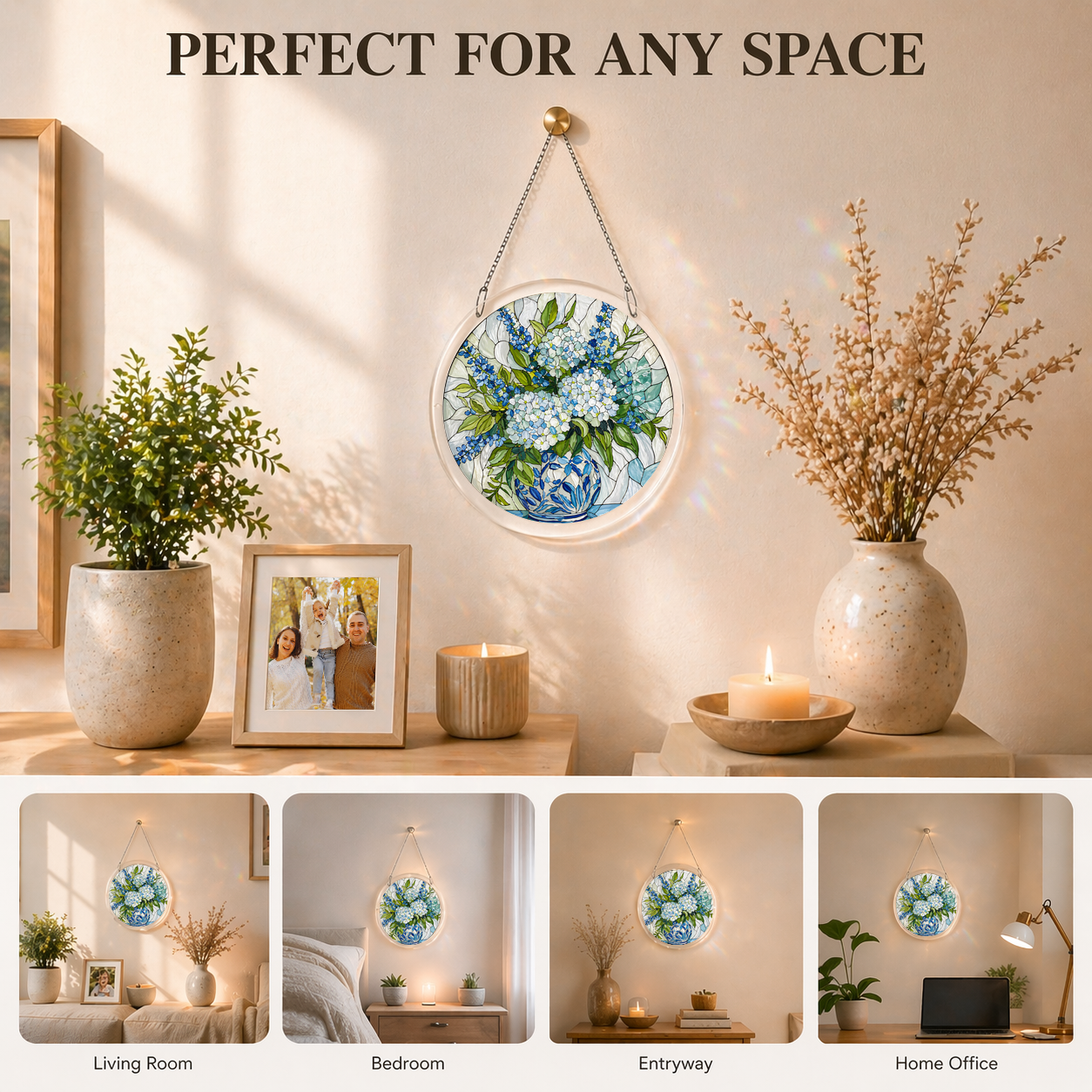 Acrylic Jigsaw Puzzle Suncatcher - Hydrangea Bloom - Lifestyle scene