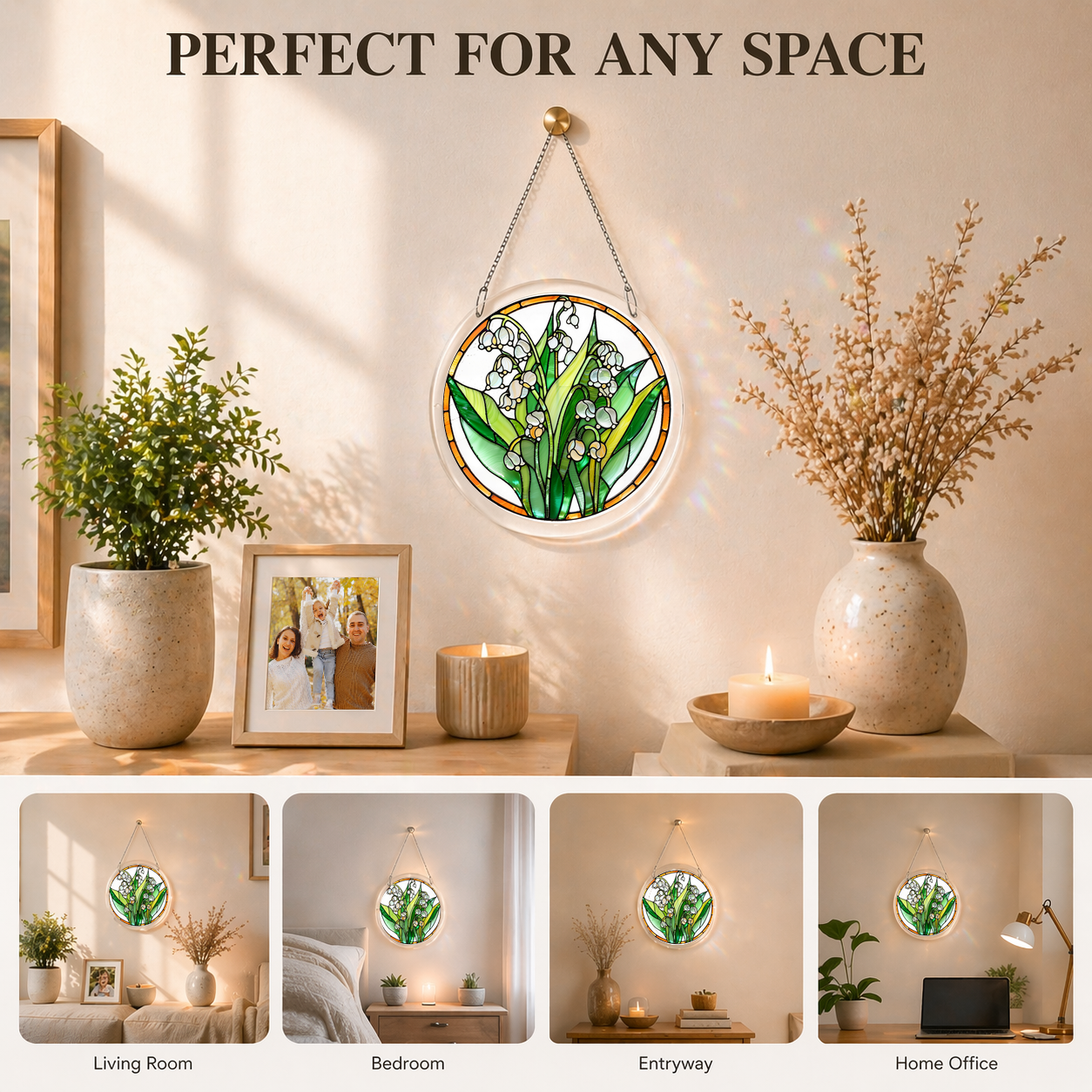 Acrylic Jigsaw Puzzle Suncatcher - Lily of the Valley - Lifestyle scene