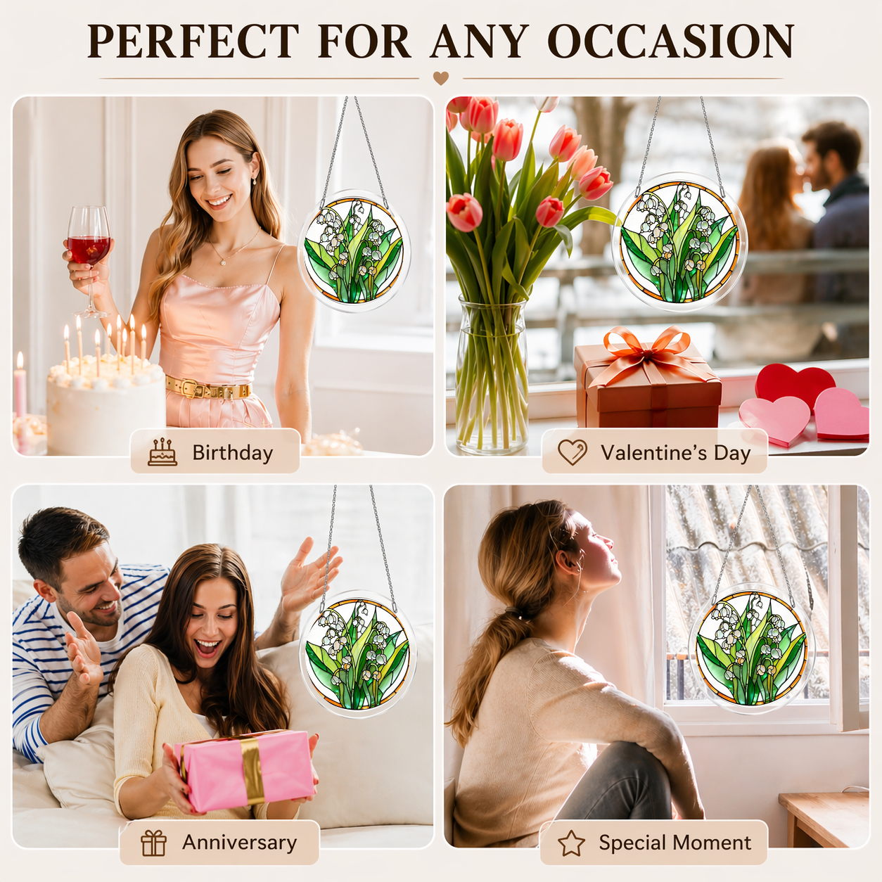 Acrylic Jigsaw Puzzle Suncatcher - Lily of the Valley - Gift occasions