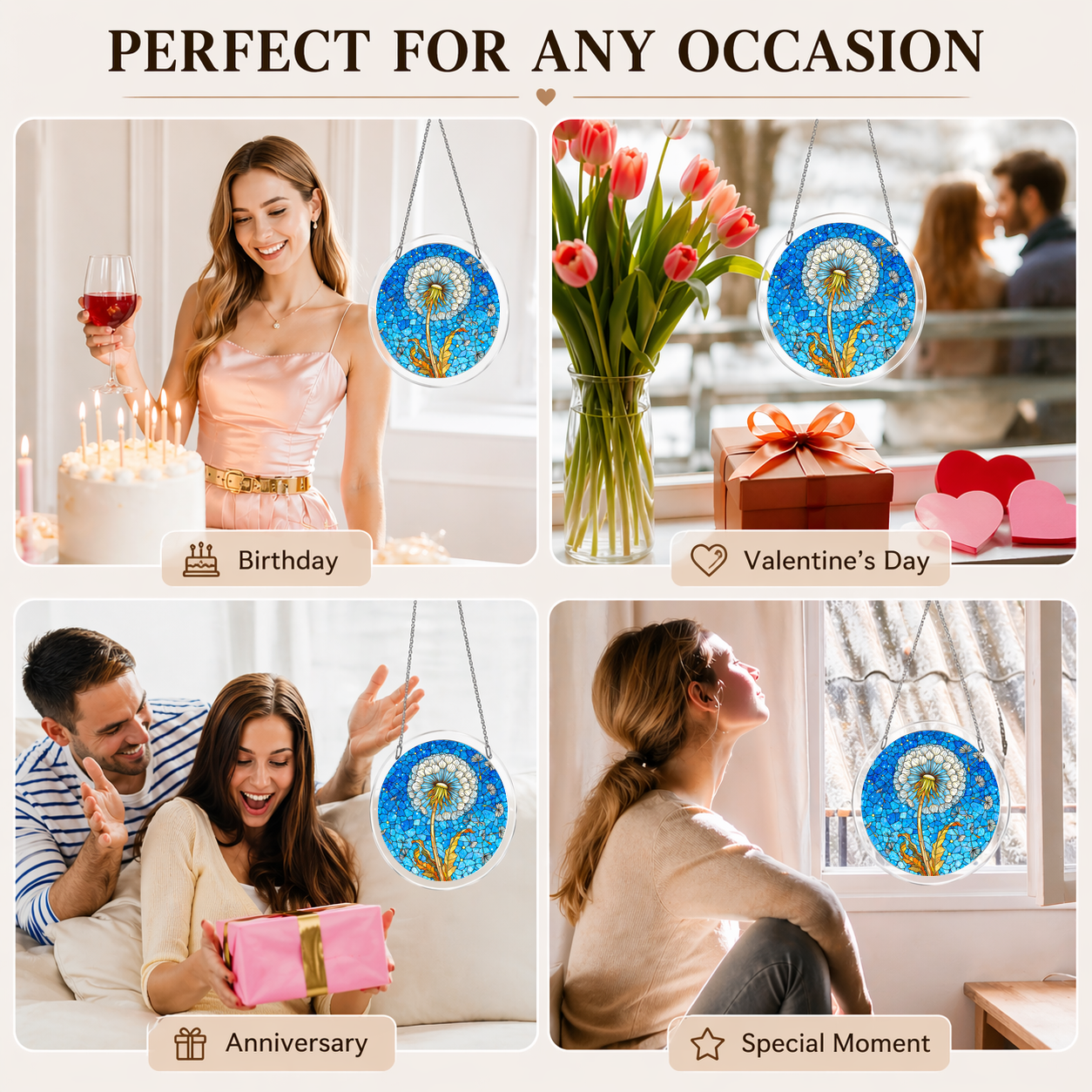 Acrylic Jigsaw Puzzle Suncatcher - Dandelion Wishes - Gift occasions