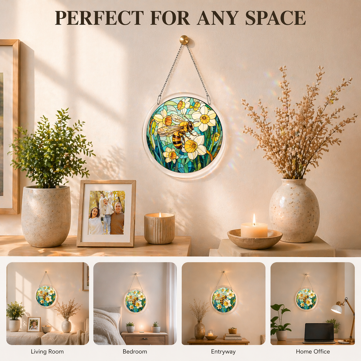 Acrylic Jigsaw Puzzle Suncatcher - Honey Bee - Lifestyle scene
