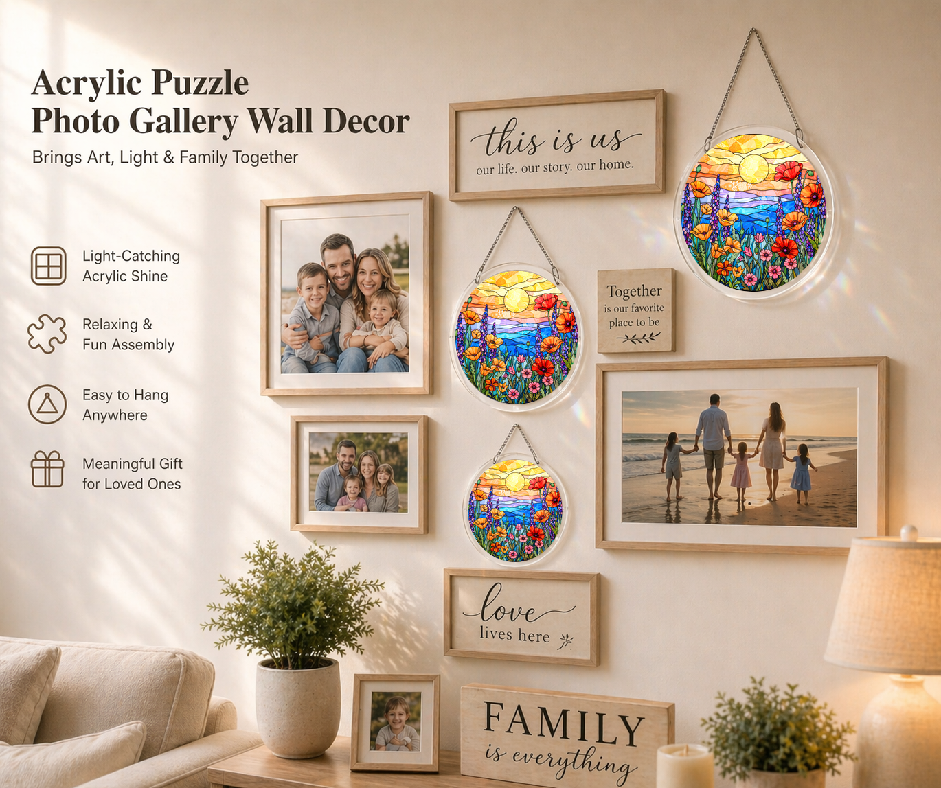 Acrylic Jigsaw Puzzle Suncatcher - Morning Sunrise - Gallery wall decor
