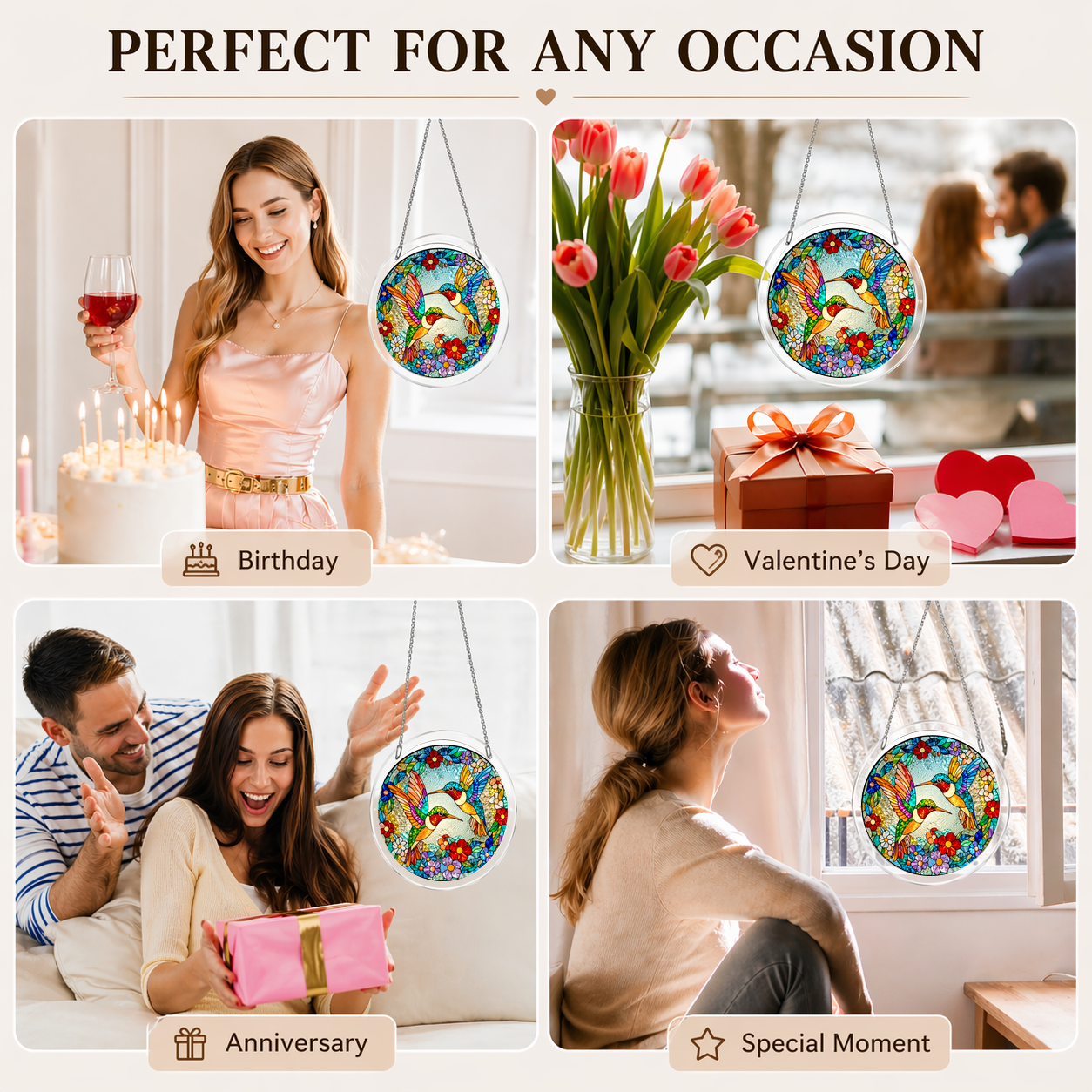 Acrylic Jigsaw Puzzle Suncatcher - Hummingbird Blossom - Gift occasions
