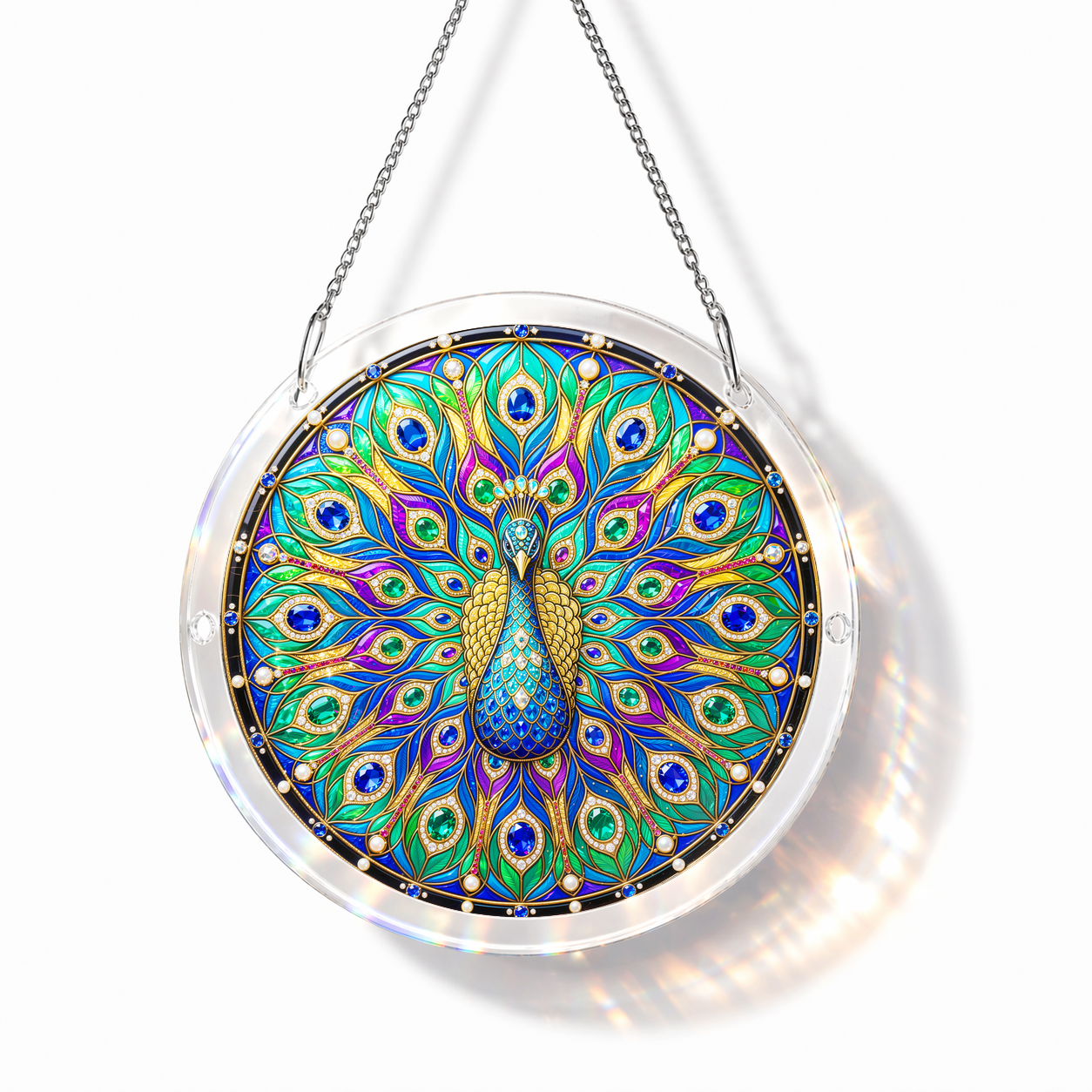 Acrylic Jigsaw Puzzle Suncatcher - Peacock Radiance - Main product image