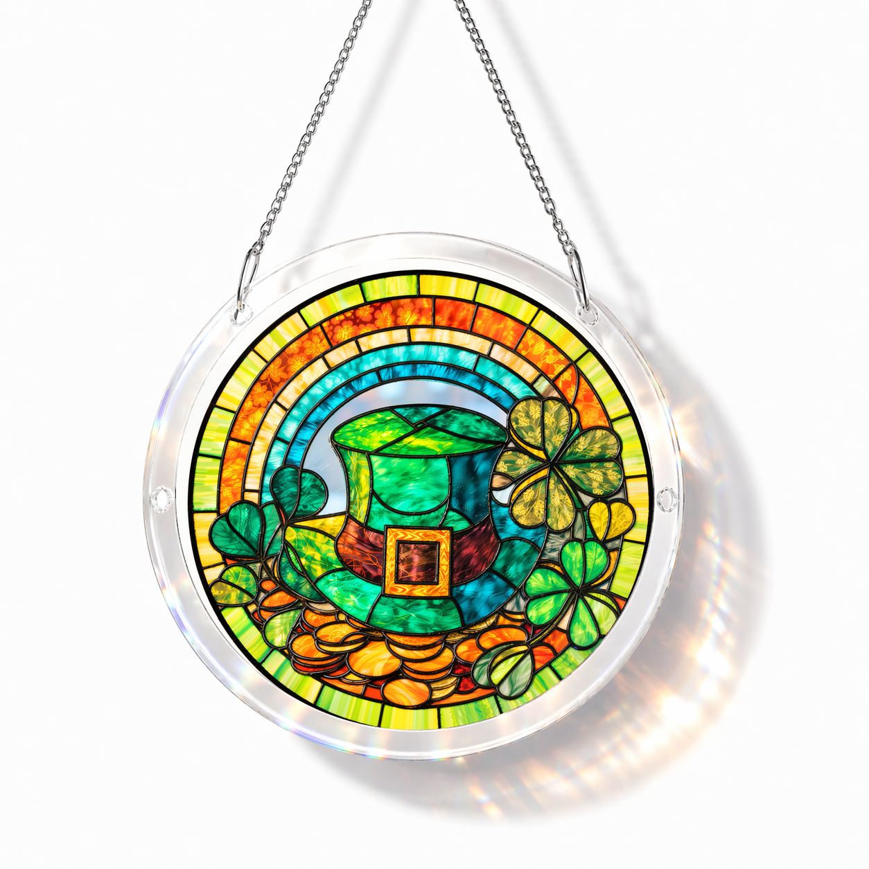 Acrylic Jigsaw Puzzle Suncatcher - Rainbow Lucky Hat - Main product image