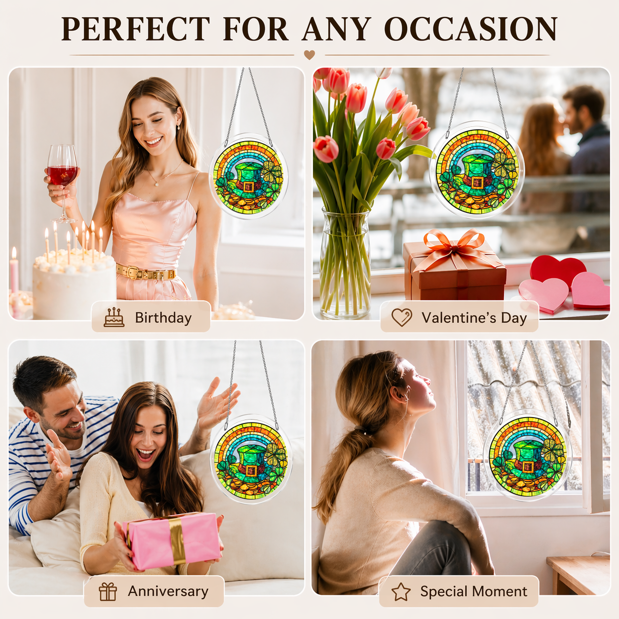 Acrylic Jigsaw Puzzle Suncatcher - Rainbow Lucky Hat - Gift occasions