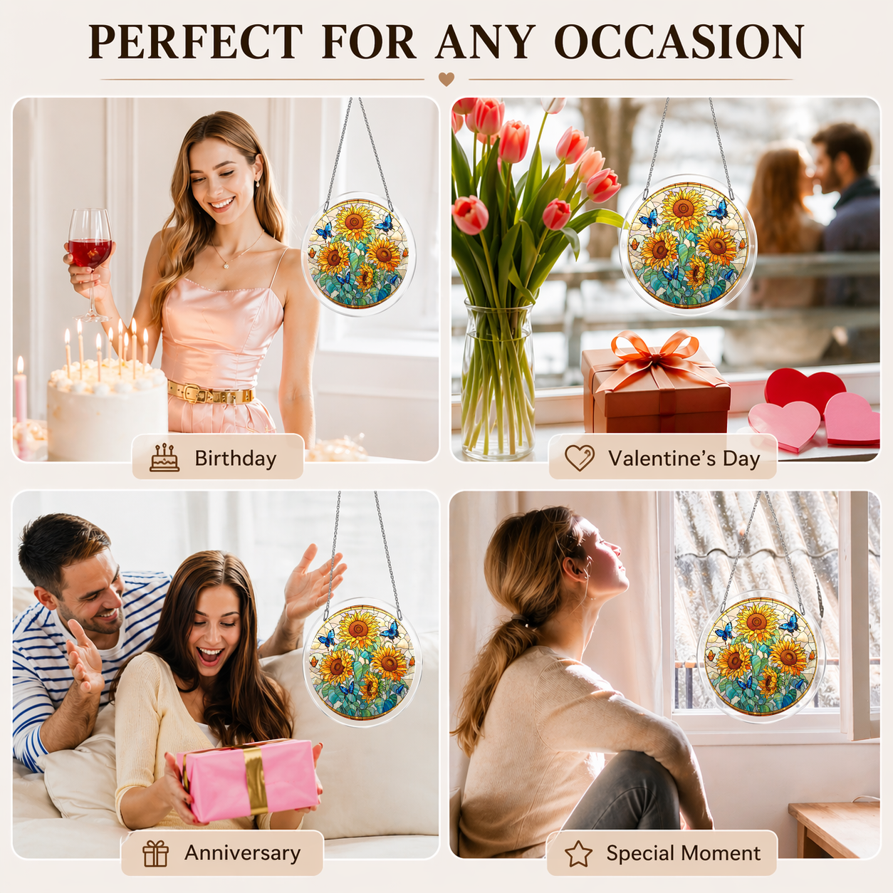 Acrylic Jigsaw Puzzle Suncatcher - Sunflower Joy - Gift occasions