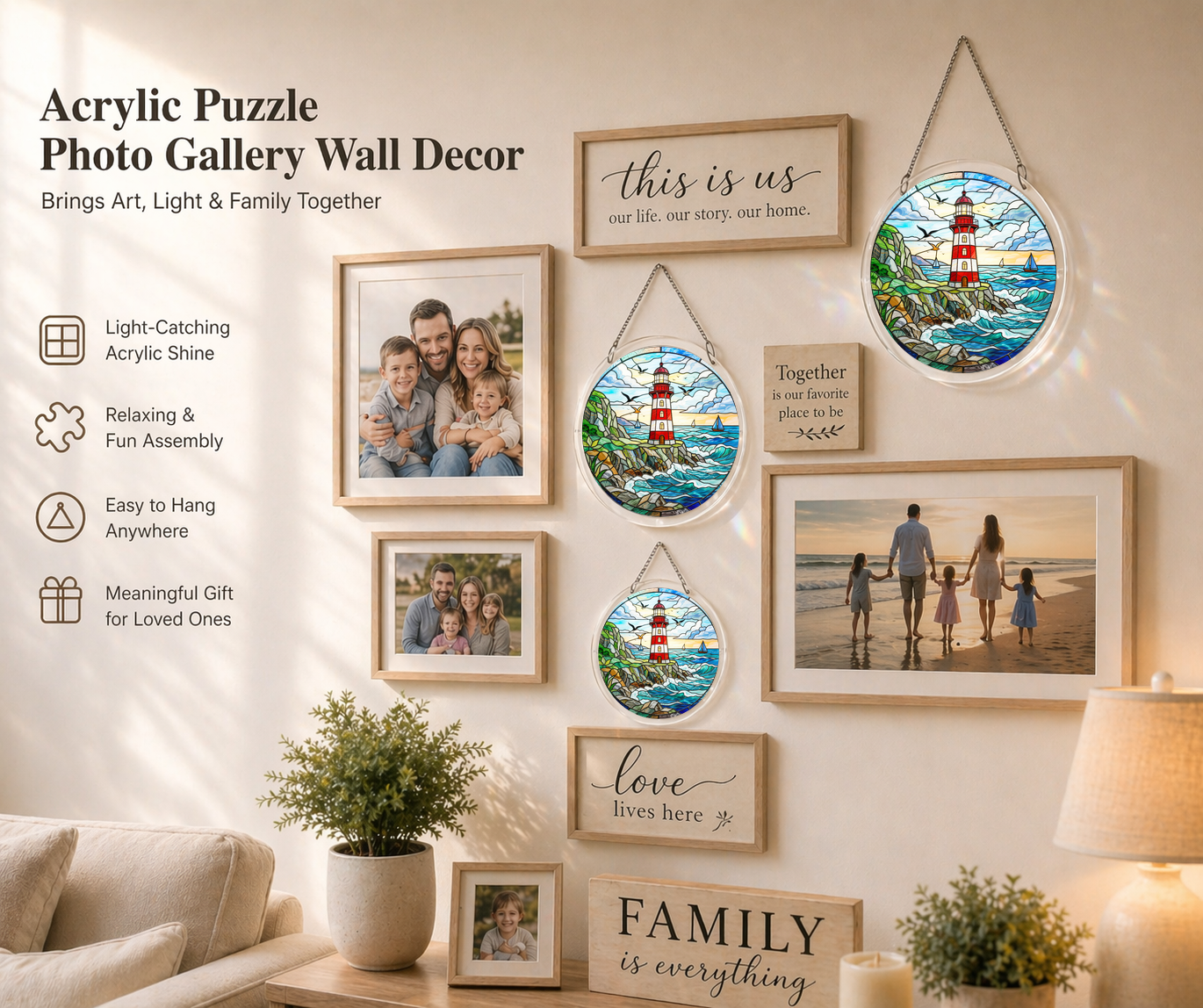 Acrylic Jigsaw Puzzle Suncatcher - Lighthouse Beacon - Gallery wall decor