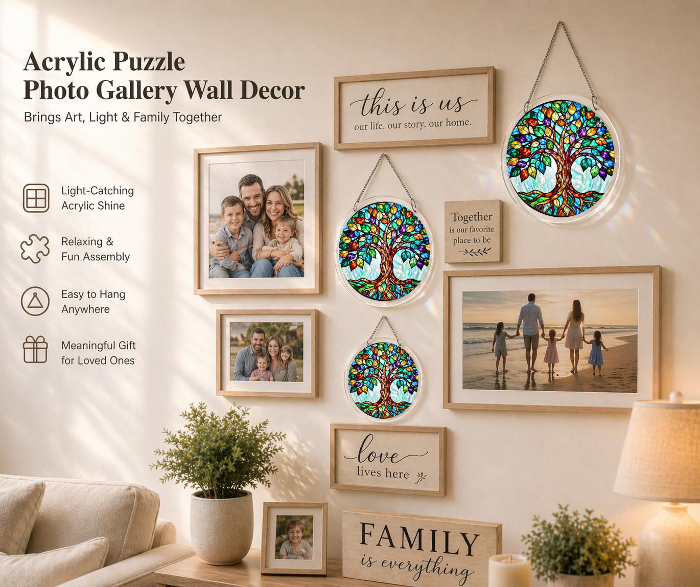 Acrylic Jigsaw Puzzle Suncatcher - Tree of Life - Gallery wall decor