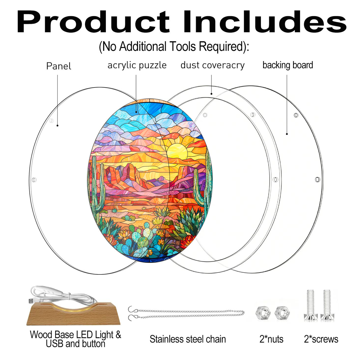 Acrylic Jigsaw Puzzle Suncatcher - Desert Light - Product includes