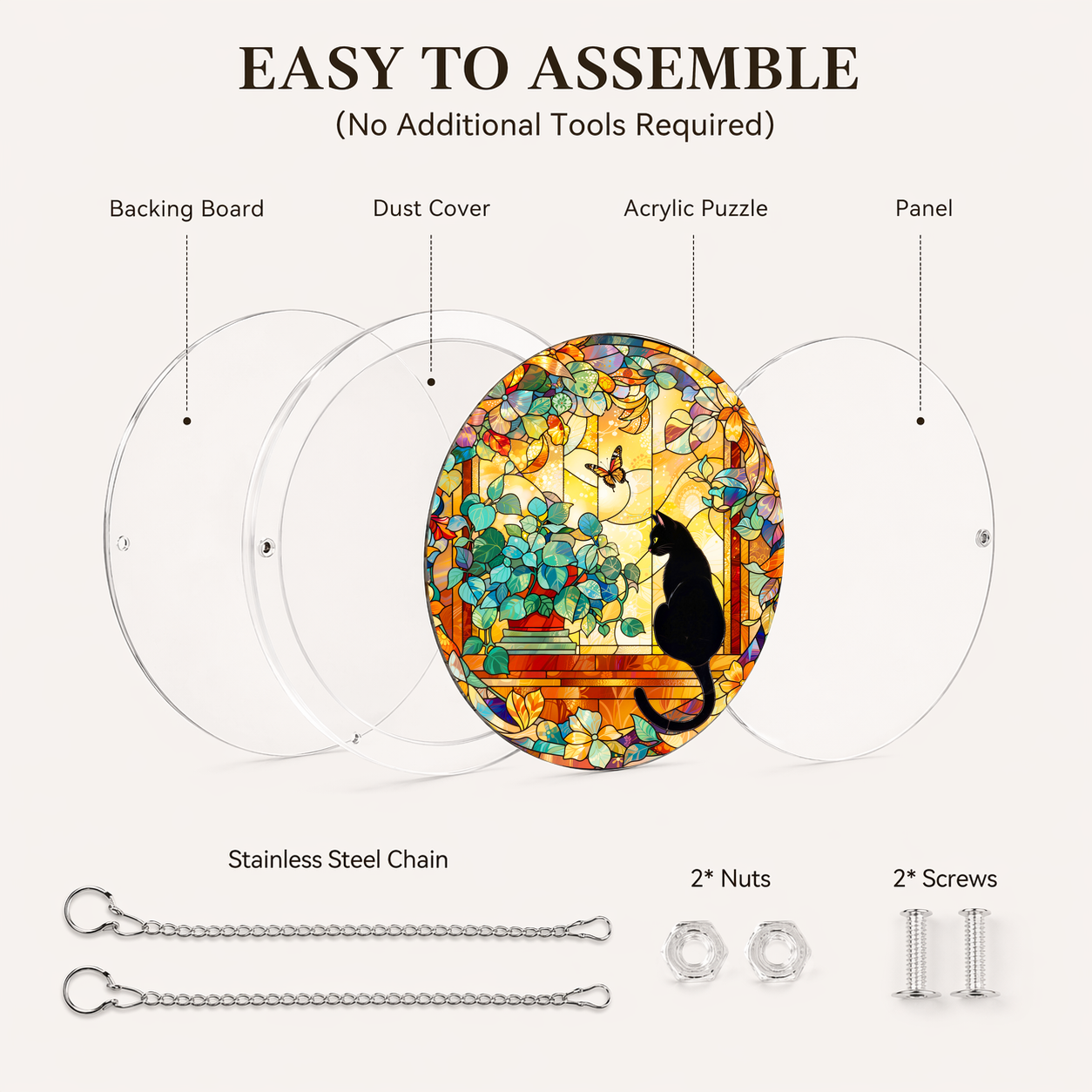 Acrylic Jigsaw Puzzle Suncatcher - Window Garden - Assembly accessories