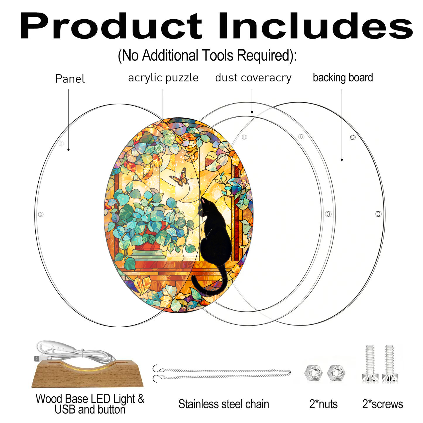 Acrylic Jigsaw Puzzle Suncatcher - Window Garden - Product includes