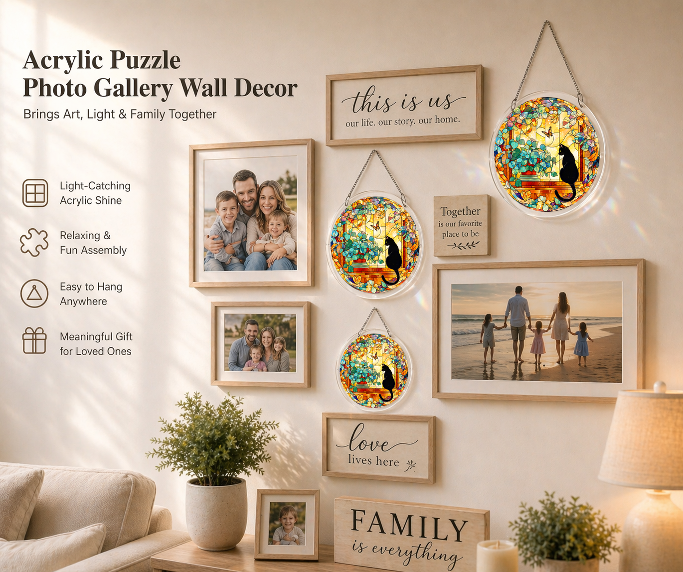 Acrylic Jigsaw Puzzle Suncatcher - Window Garden - Gallery wall decor