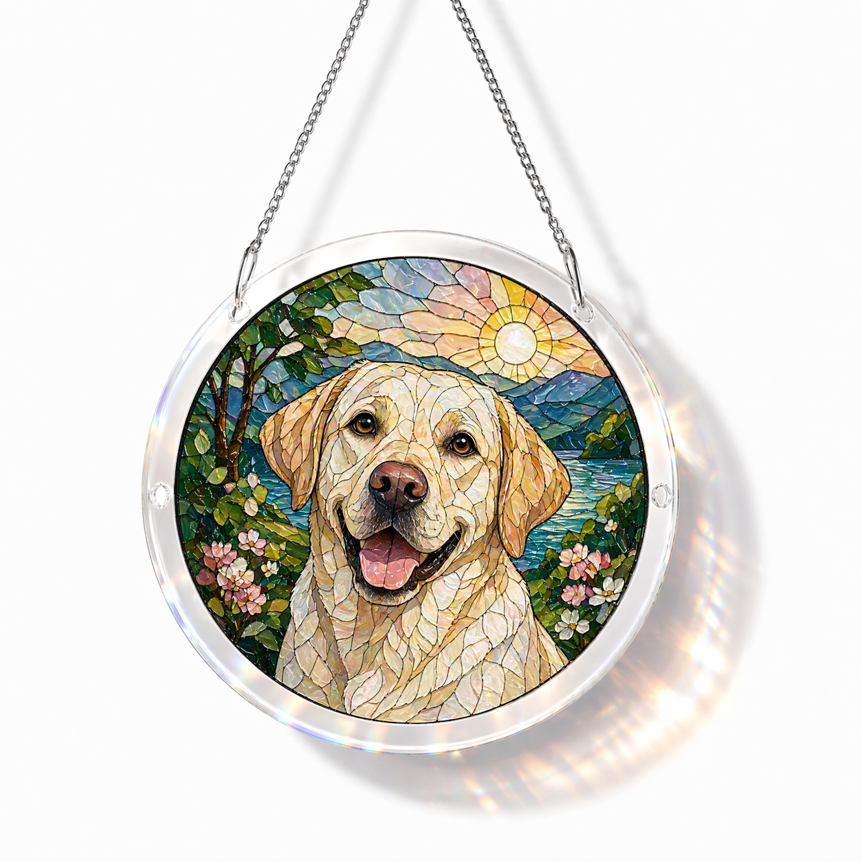Acrylic Jigsaw Puzzle Suncatcher - Radiant Floral Medallion - Main product image
