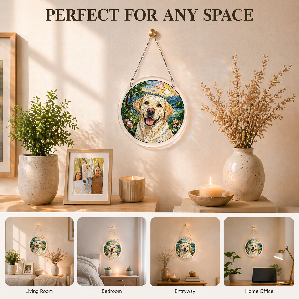 Acrylic Jigsaw Puzzle Suncatcher - Radiant Floral Medallion - Lifestyle scene