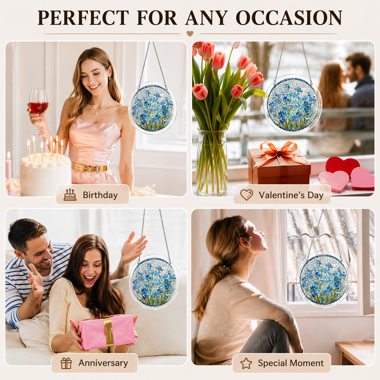 Acrylic Jigsaw Puzzle Suncatcher - Forget-Me-Not - Gift occasions