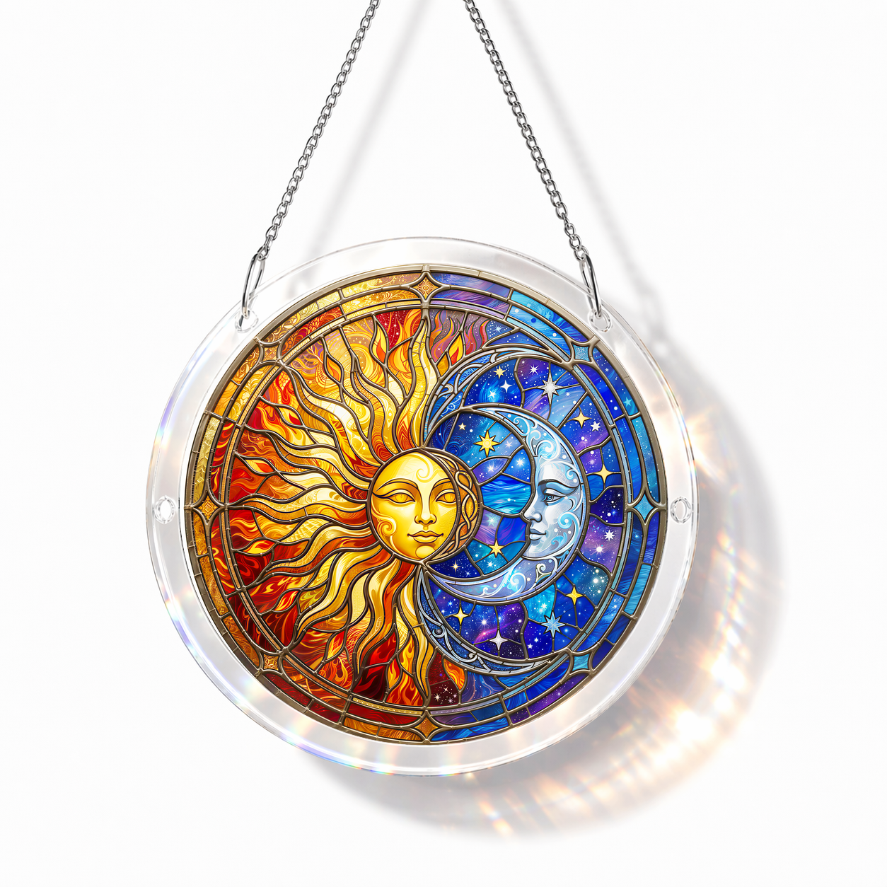 Acrylic Jigsaw Puzzle Suncatcher - Sun and Moon - Main product image