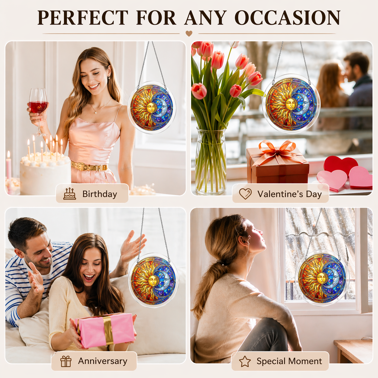 Acrylic Jigsaw Puzzle Suncatcher - Sun and Moon - Gift occasions
