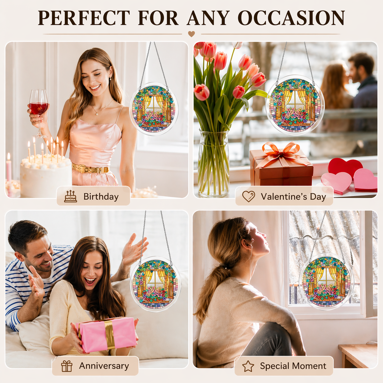 Acrylic Jigsaw Puzzle Suncatcher - Window Flowers - Gift occasions