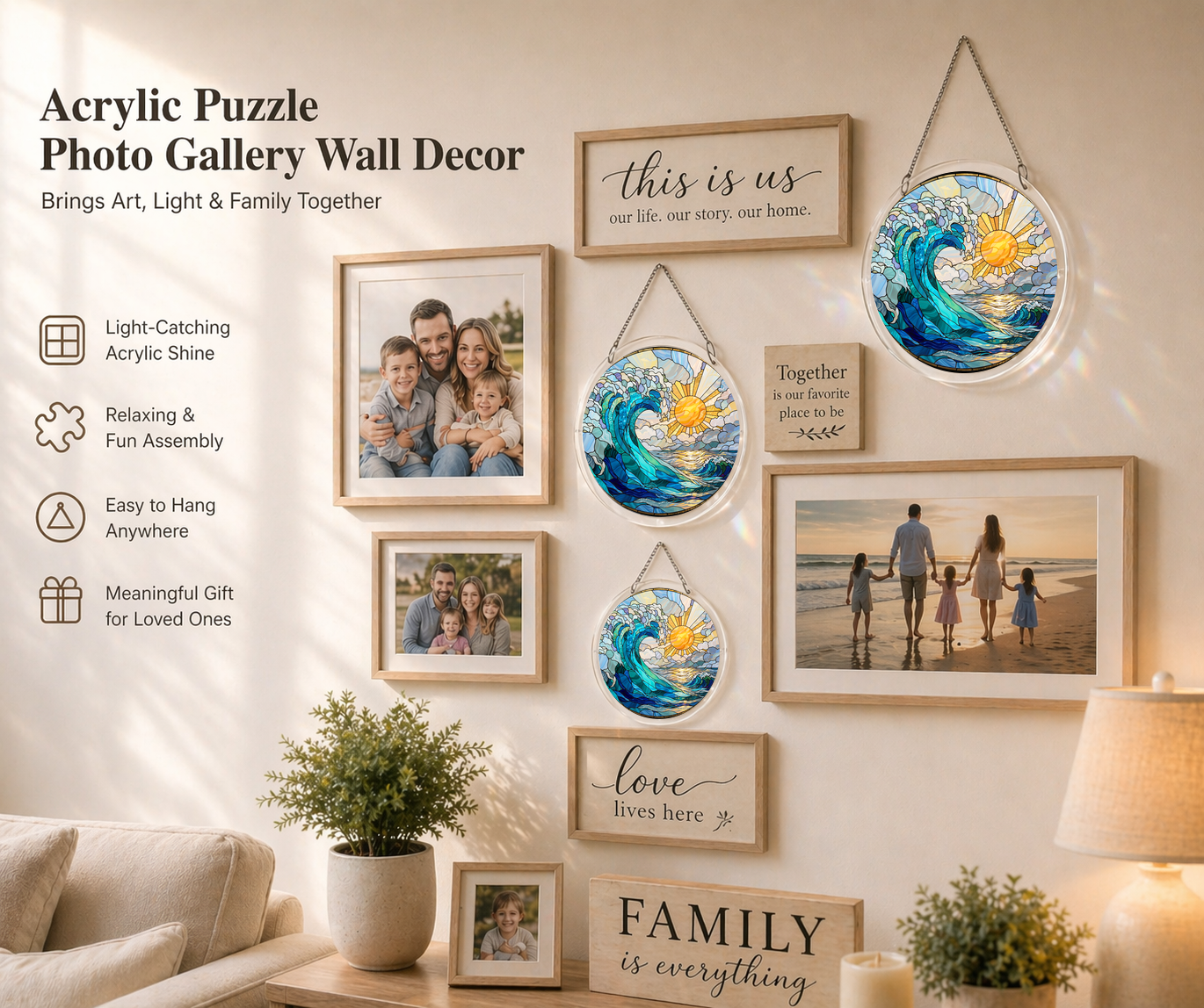 Acrylic Jigsaw Puzzle Suncatcher - Ocean Dream - Gallery wall decor