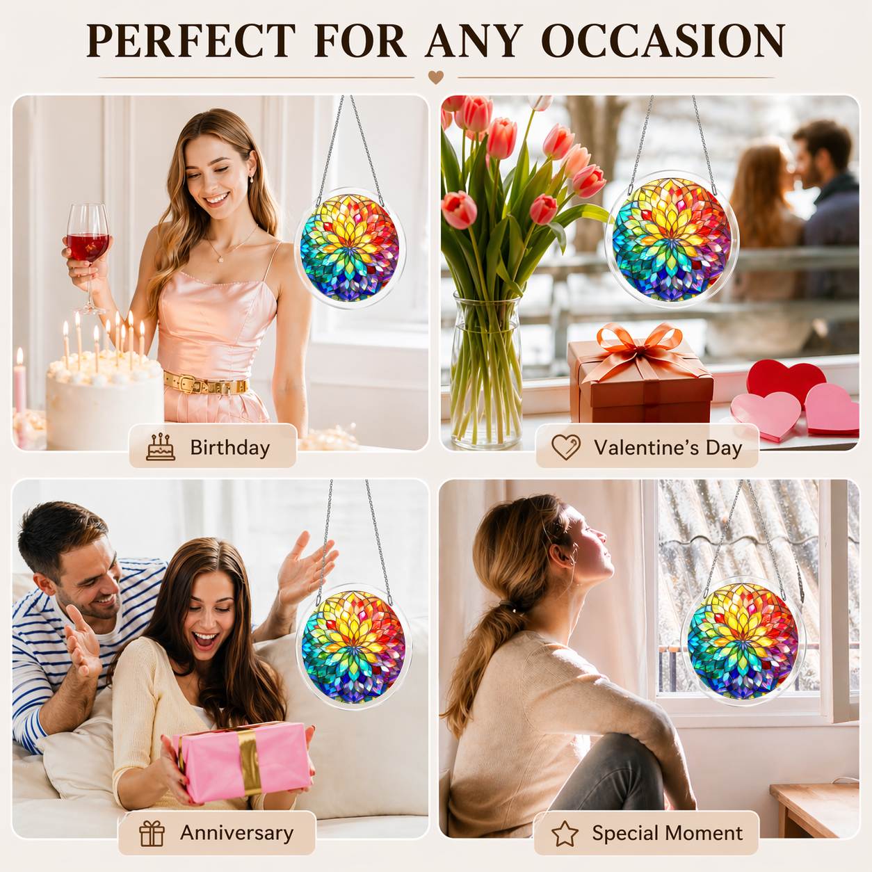 Acrylic Jigsaw Puzzle Suncatcher - Mandala Glow - Gift occasions
