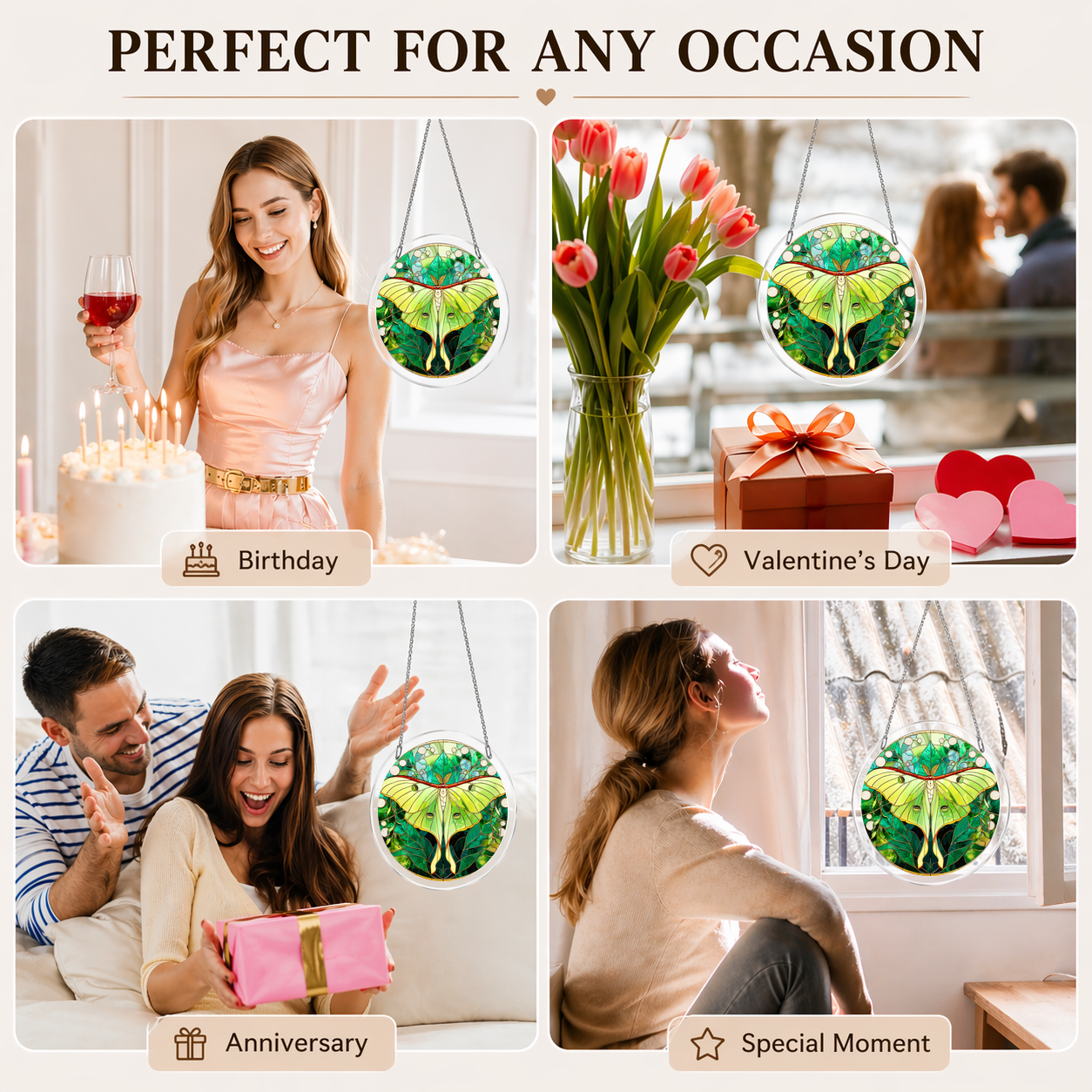 Acrylic Jigsaw Puzzle Suncatcher - Moon Moth - Gift occasions