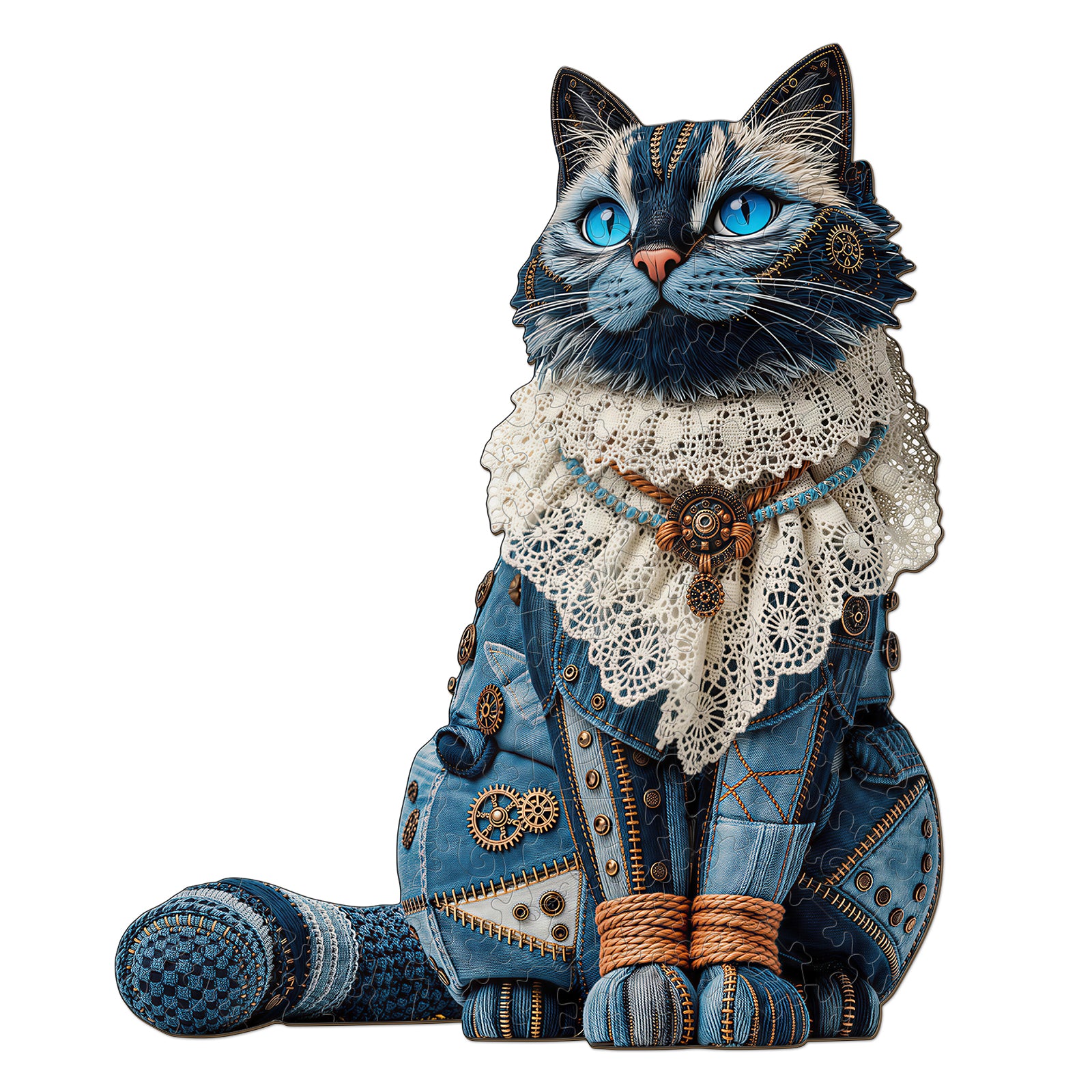 Denim Ragdoll Cat Unique Wooden Puzzles