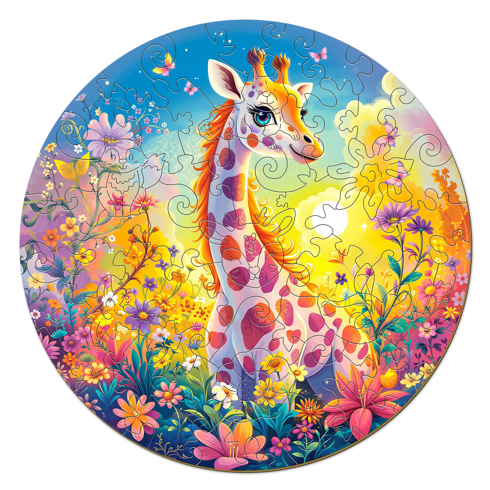 Rainbow Giraffe 50 Pieces Wooden Puzzles for Kids Ages 4-6 - Aeekdook