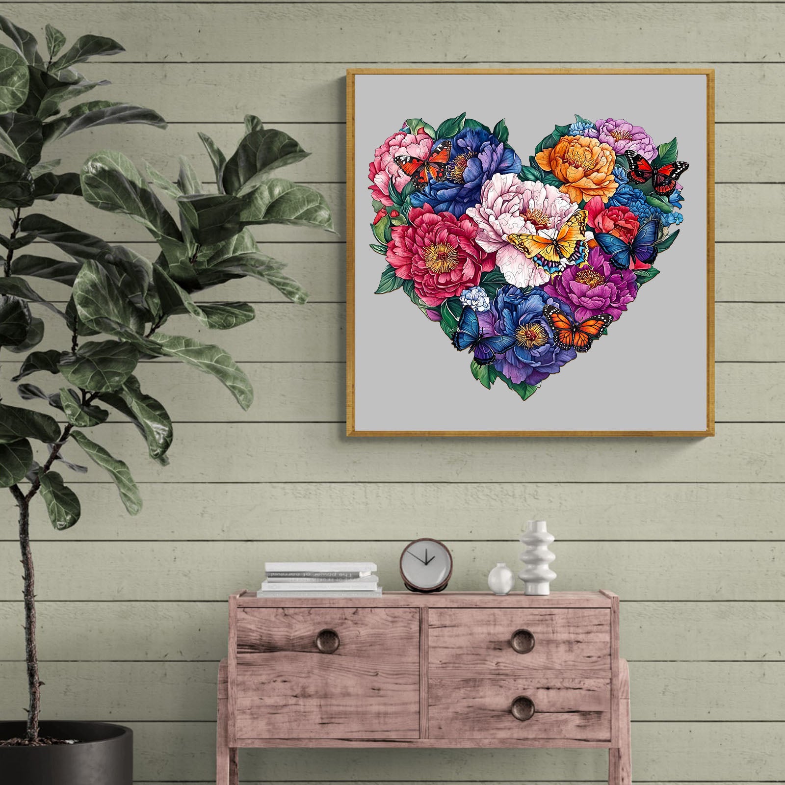 Flower Butterfly Wood Puzzle Garden Nature Art - Aeekdook