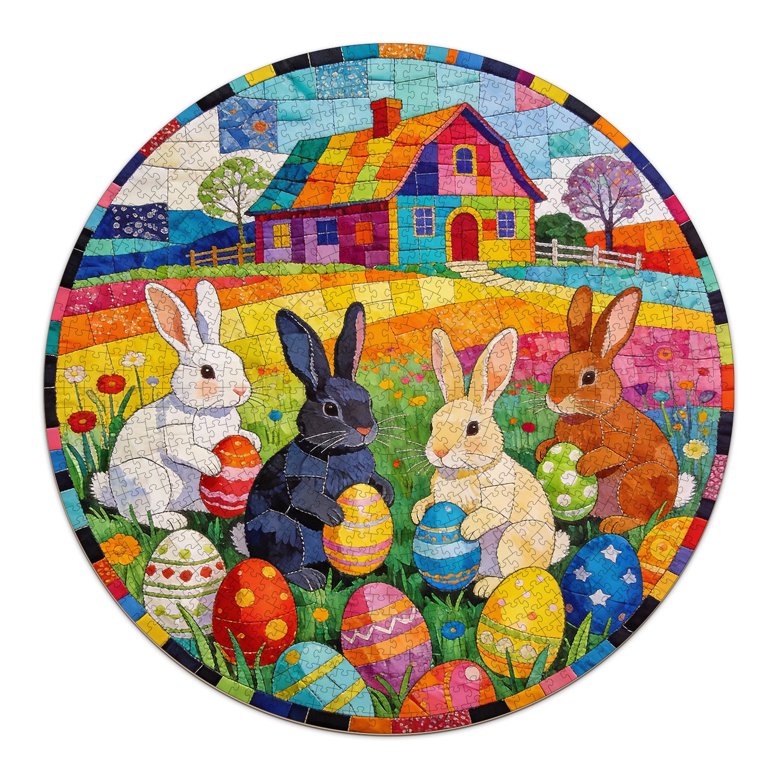 Patchwork Easter Bunny 1000 Piece Jigsaw Puzzles