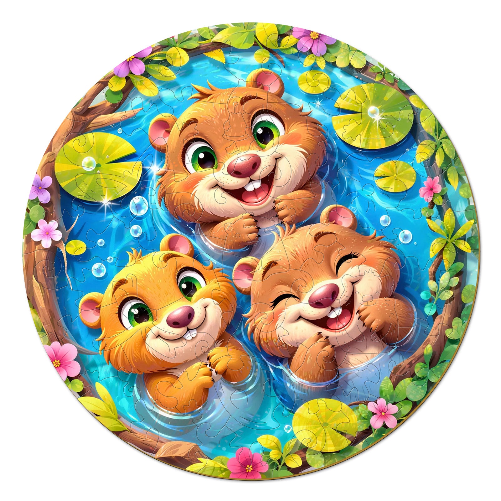 Cute Beavers 50 Pieces Kids Wood Puzzle