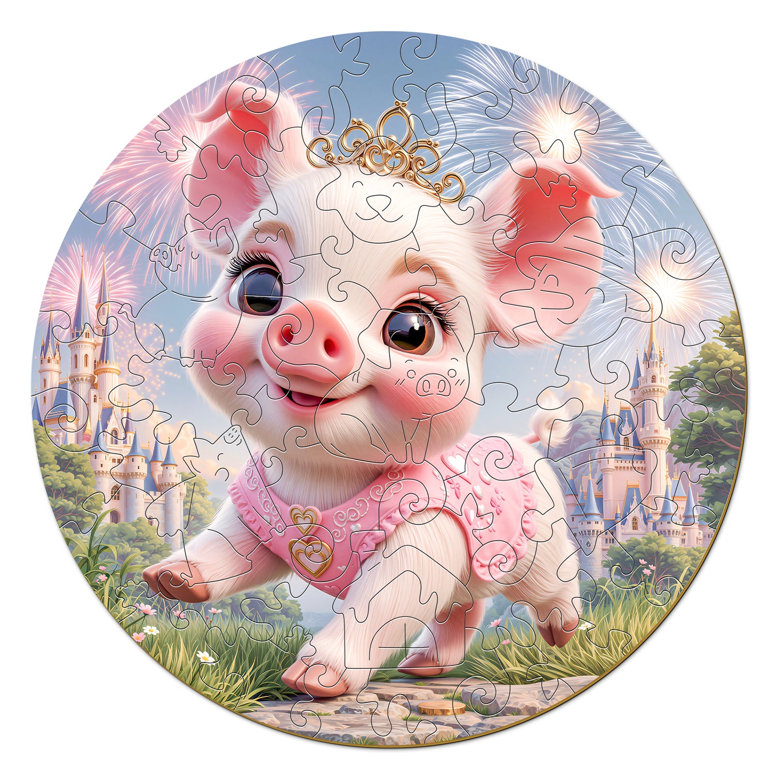 Fairy Pig Farmhouse Wooden Puzzle Fun Interactive Toy for Kids - Aeekdook